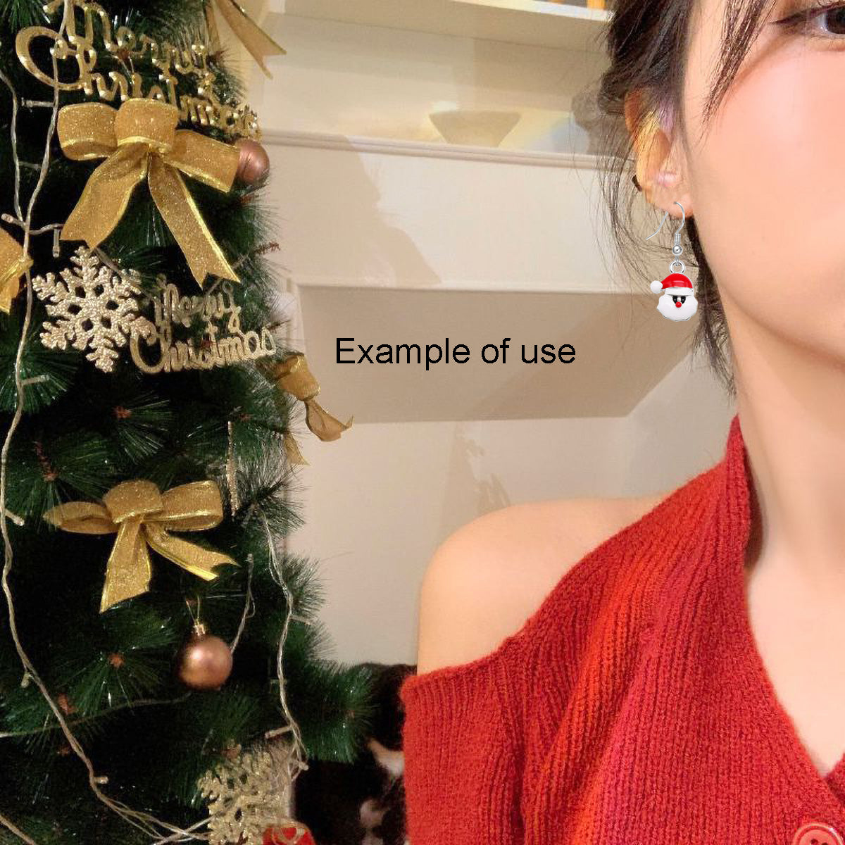 1 Pair Christmas Theme Alloy Earrings Enamel Snowman Snowflake Designed Hook Earring for Festival Gifts Hypoallergenic Ladies Ear Jewelry