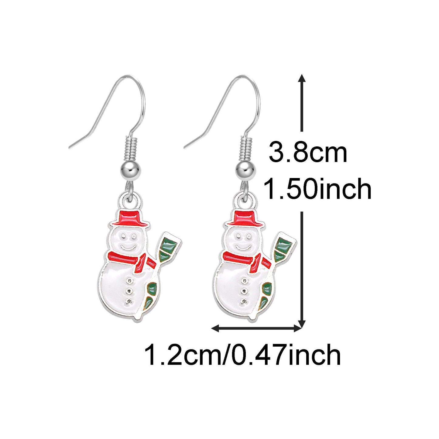 1 Pair Christmas Theme Alloy Earrings Enamel Snowman Snowflake Designed Hook Earring for Festival Gifts Hypoallergenic Ladies Ear Jewelry