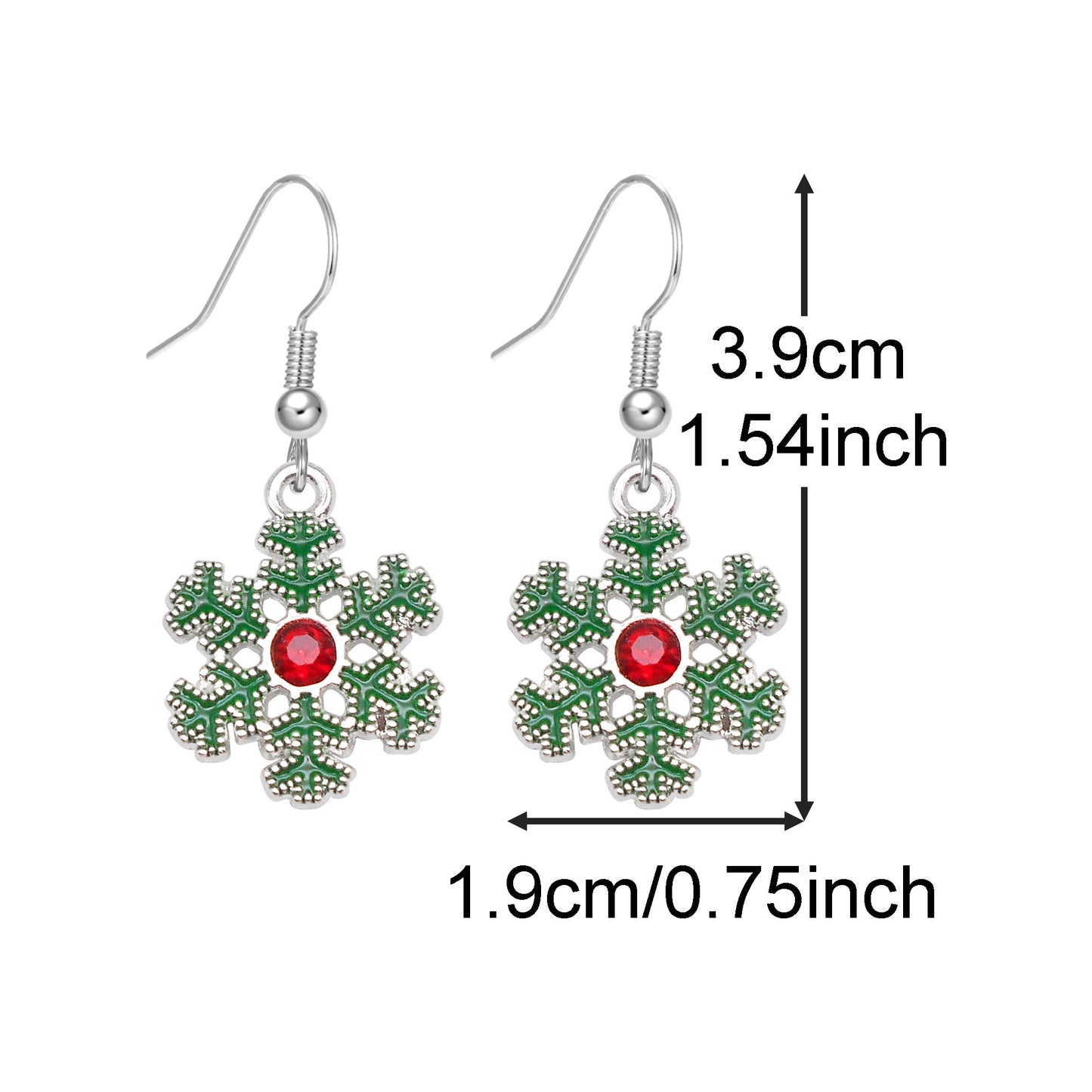 1 Pair Christmas Theme Alloy Earrings Enamel Snowman Snowflake Designed Hook Earring for Festival Gifts Hypoallergenic Ladies Ear Jewelry