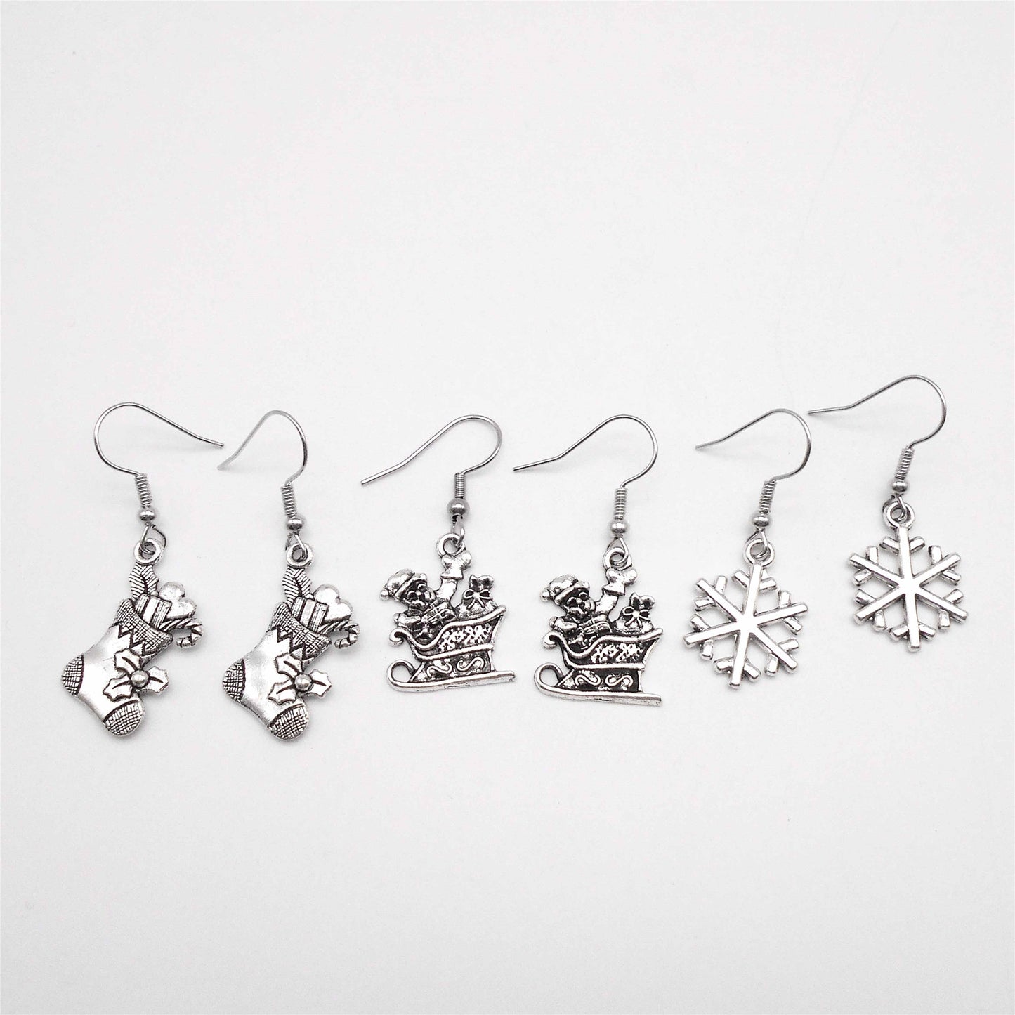 9 Pairs Christmas Collection Alloy Hook Earrings Enamel Elk Jingle Bell Dangle Earrings Hypoallergenic Ear Piercing Jewelry for Women Ladies Festival&Birthday Gifts