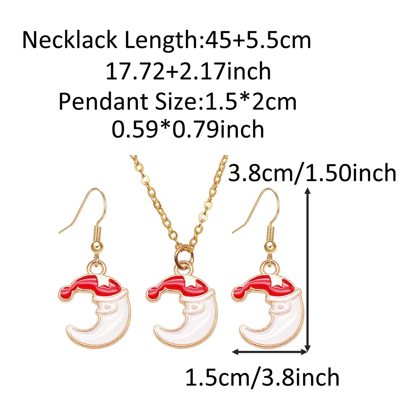 Christmas Theme Jewelry Set - Enamel Alloy Necklace&Earring Elk Snowflake Snowman Moon Gloves Pattern Designed - Delicate Christmas Gifts for Ladies Girls