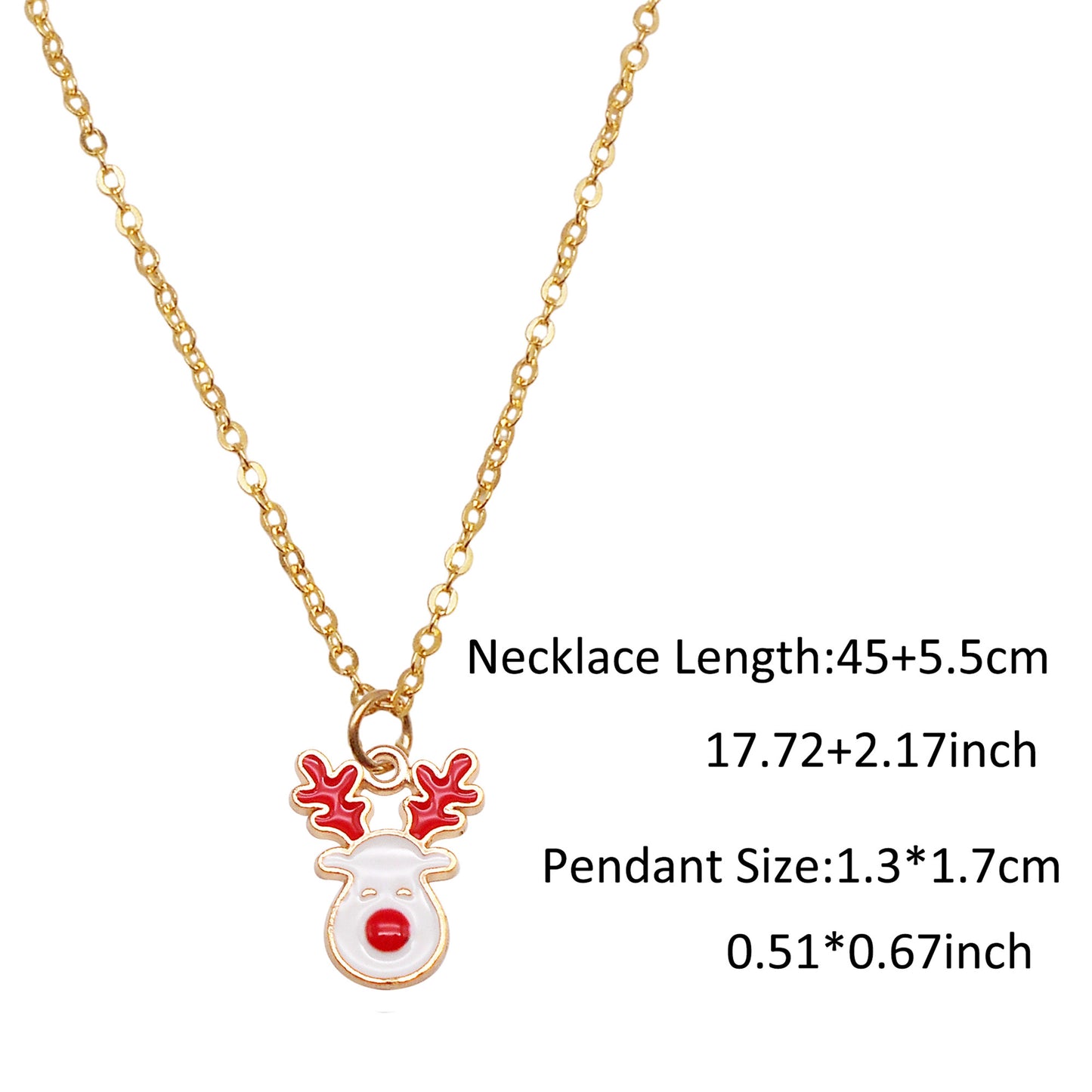 Christmas Theme Jewelry Set - Enamel Alloy Necklace&Earring Elk Snowflake Snowman Moon Gloves Pattern Designed - Delicate Christmas Gifts for Ladies Girls