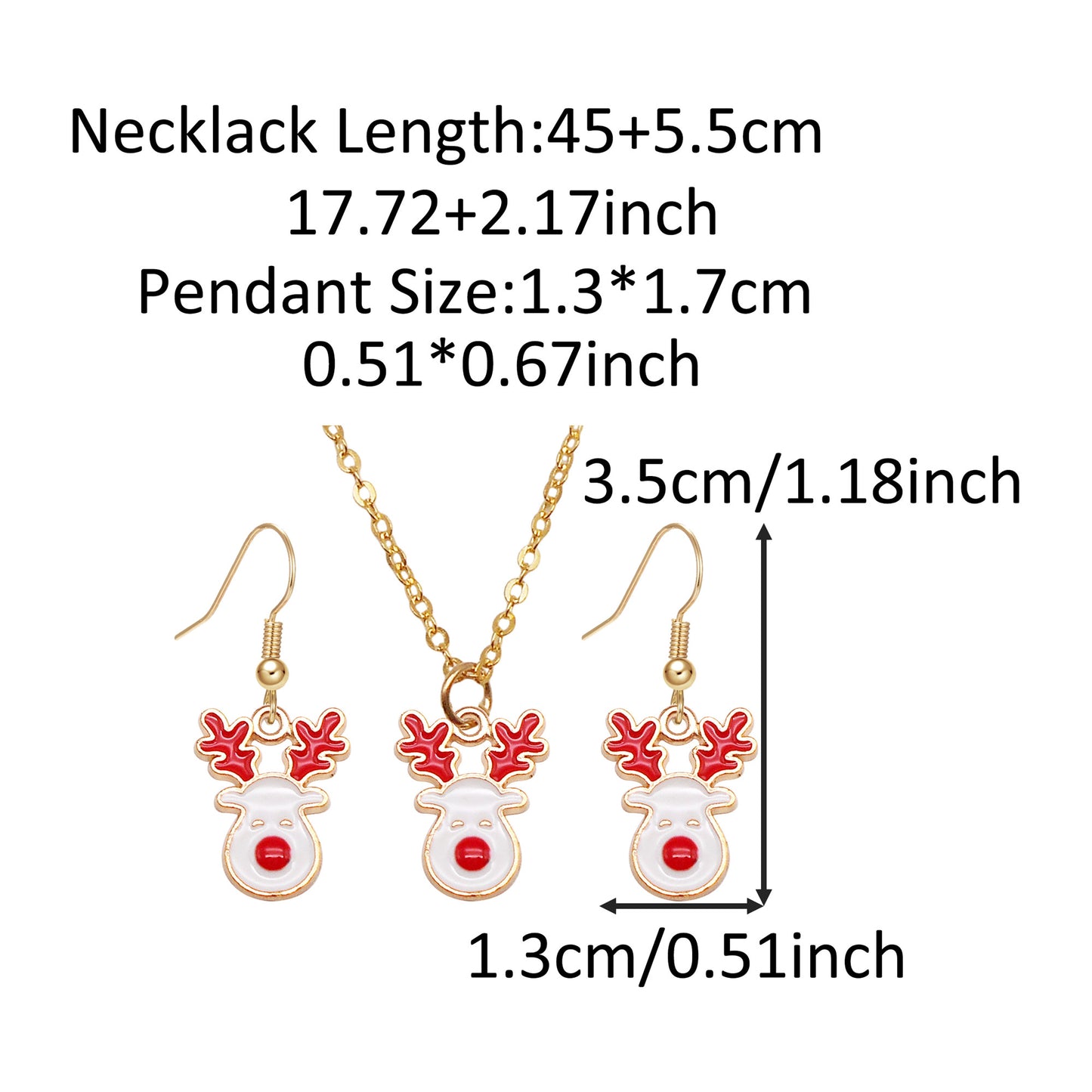Christmas Theme Jewelry Set - Enamel Alloy Necklace&Earring Elk Snowflake Snowman Moon Gloves Pattern Designed - Delicate Christmas Gifts for Ladies Girls