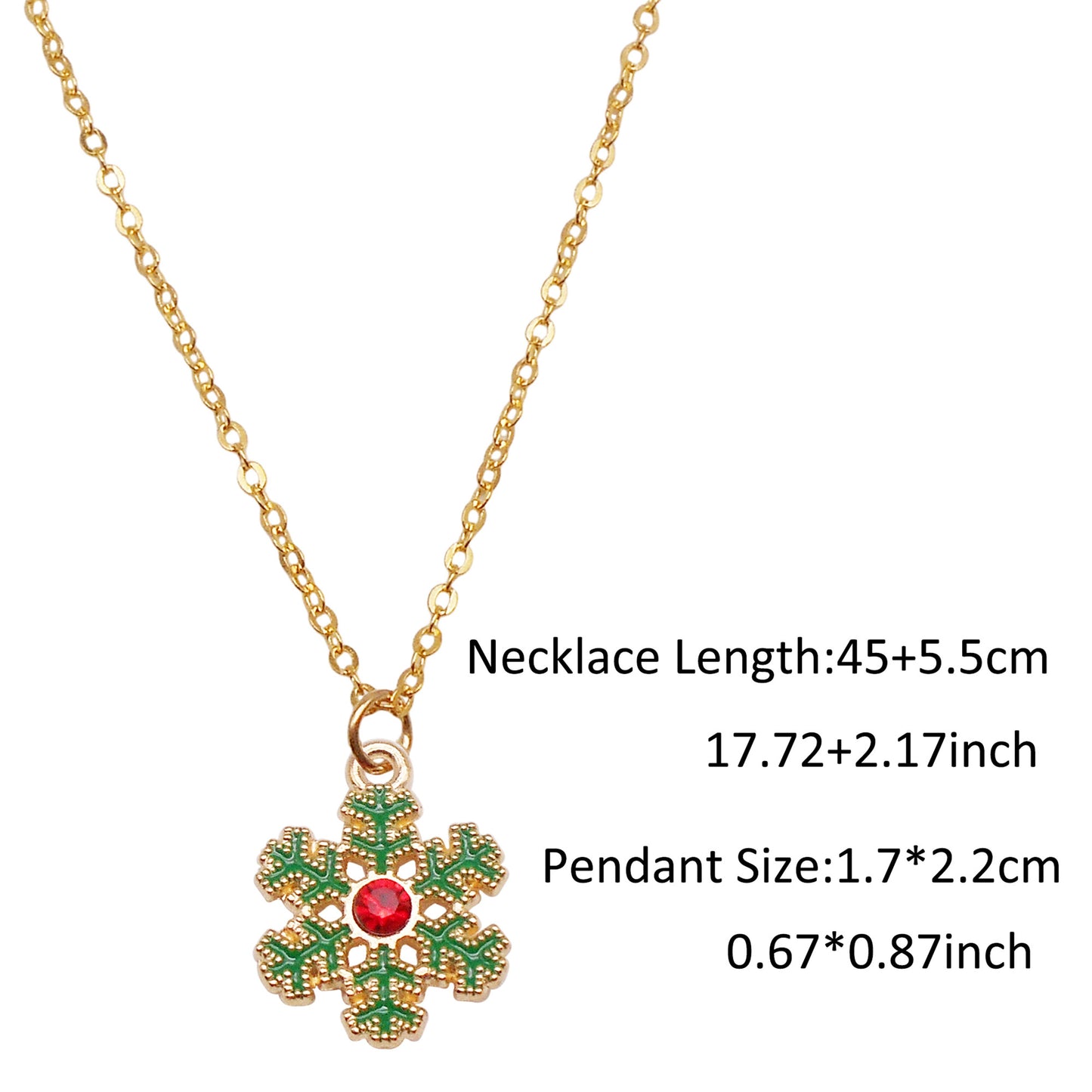 Christmas Theme Jewelry Set - Enamel Alloy Necklace&Earring Elk Snowflake Snowman Moon Gloves Pattern Designed - Delicate Christmas Gifts for Ladies Girls