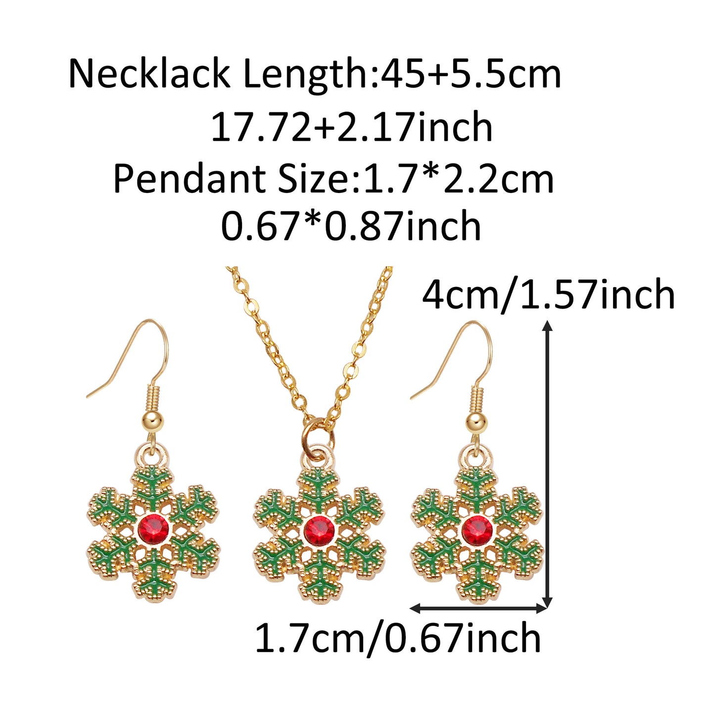 Christmas Theme Jewelry Set - Enamel Alloy Necklace&Earring Elk Snowflake Snowman Moon Gloves Pattern Designed - Delicate Christmas Gifts for Ladies Girls