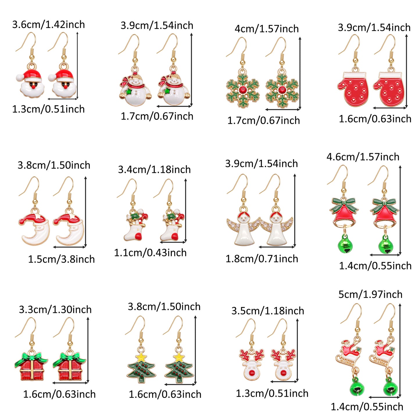 Christmas Theme Jewelry Set - Enamel Alloy Necklace&Earring Elk Snowflake Snowman Moon Gloves Pattern Designed - Delicate Christmas Gifts for Ladies Girls