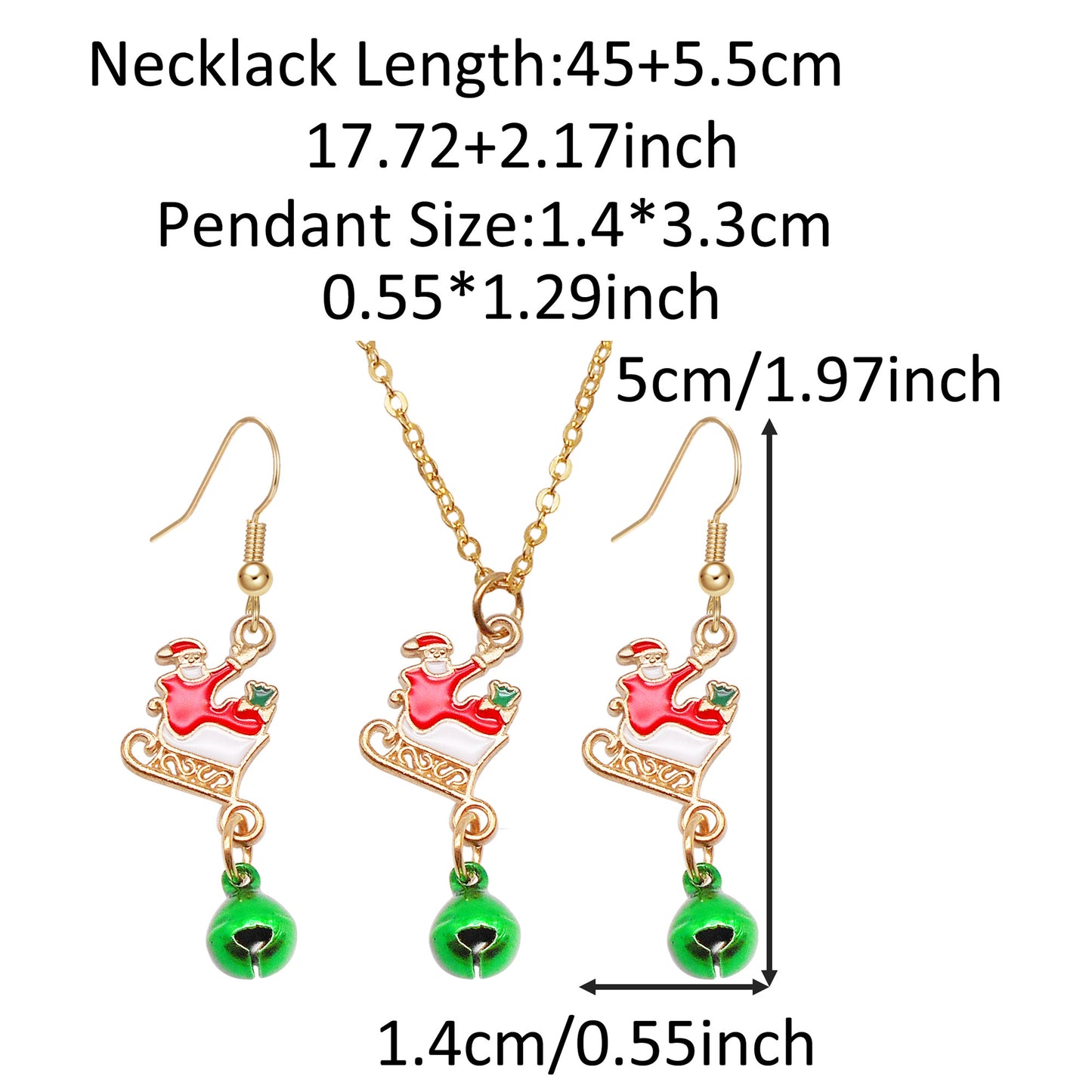 Christmas Theme Jewelry Set - Enamel Alloy Necklace&Earring Elk Snowflake Snowman Moon Gloves Pattern Designed - Delicate Christmas Gifts for Ladies Girls