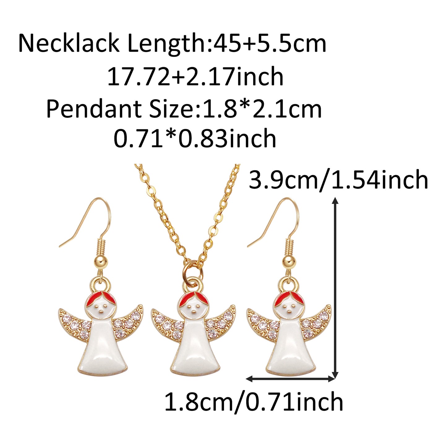 Christmas Theme Jewelry Set - Enamel Alloy Necklace&Earring Elk Snowflake Snowman Moon Gloves Pattern Designed - Delicate Christmas Gifts for Ladies Girls