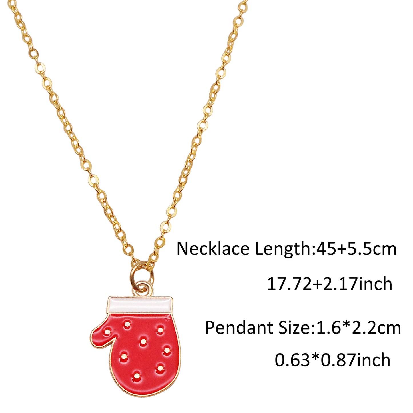 Christmas Theme Jewelry Set - Enamel Alloy Necklace&Earring Elk Snowflake Snowman Moon Gloves Pattern Designed - Delicate Christmas Gifts for Ladies Girls
