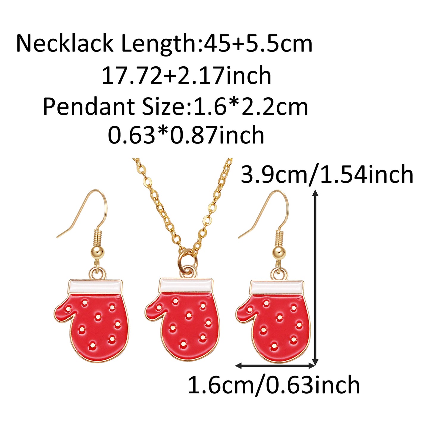 Christmas Theme Jewelry Set - Enamel Alloy Necklace&Earring Elk Snowflake Snowman Moon Gloves Pattern Designed - Delicate Christmas Gifts for Ladies Girls