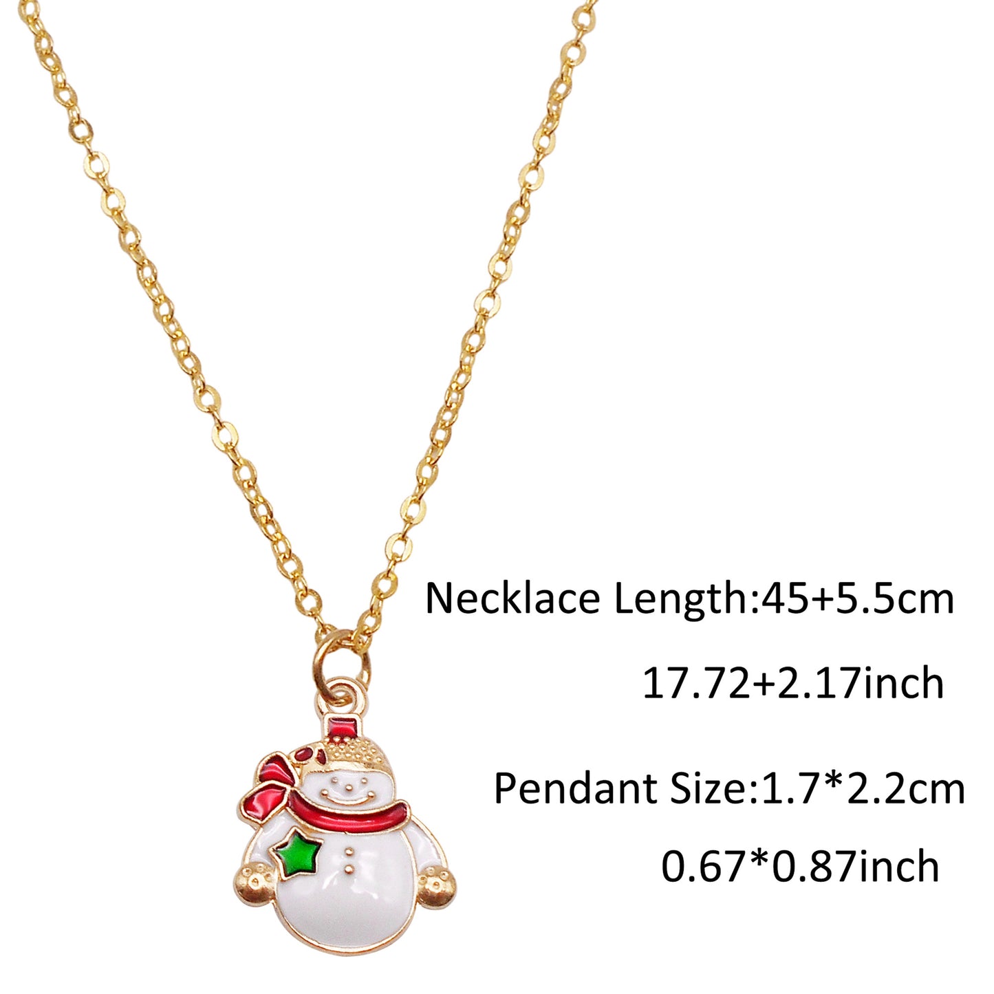 Christmas Theme Jewelry Set - Enamel Alloy Necklace&Earring Elk Snowflake Snowman Moon Gloves Pattern Designed - Delicate Christmas Gifts for Ladies Girls