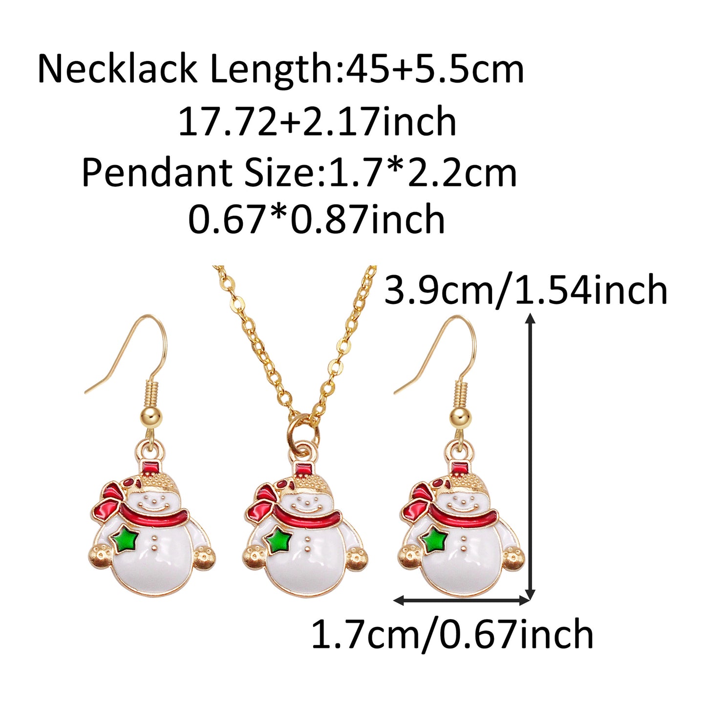Christmas Theme Jewelry Set - Enamel Alloy Necklace&Earring Elk Snowflake Snowman Moon Gloves Pattern Designed - Delicate Christmas Gifts for Ladies Girls
