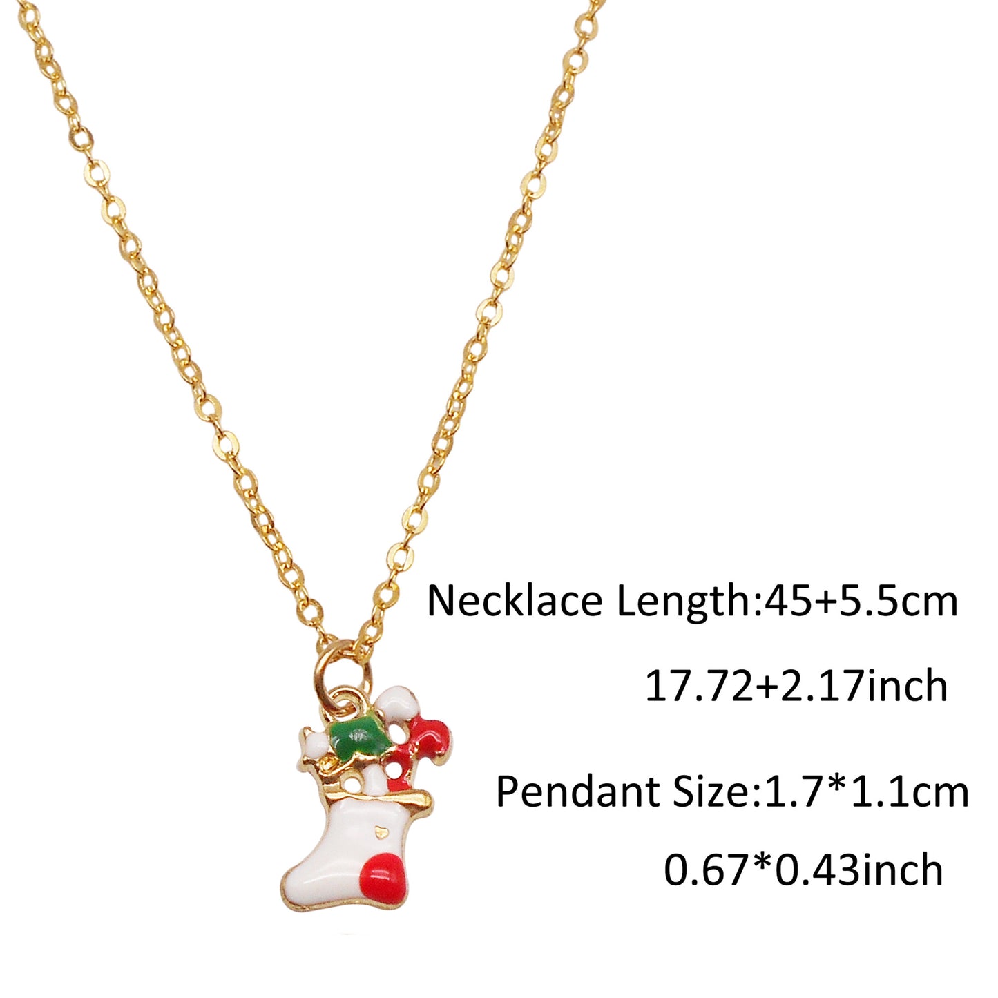 Christmas Theme Jewelry Set - Enamel Alloy Necklace&Earring Elk Snowflake Snowman Moon Gloves Pattern Designed - Delicate Christmas Gifts for Ladies Girls
