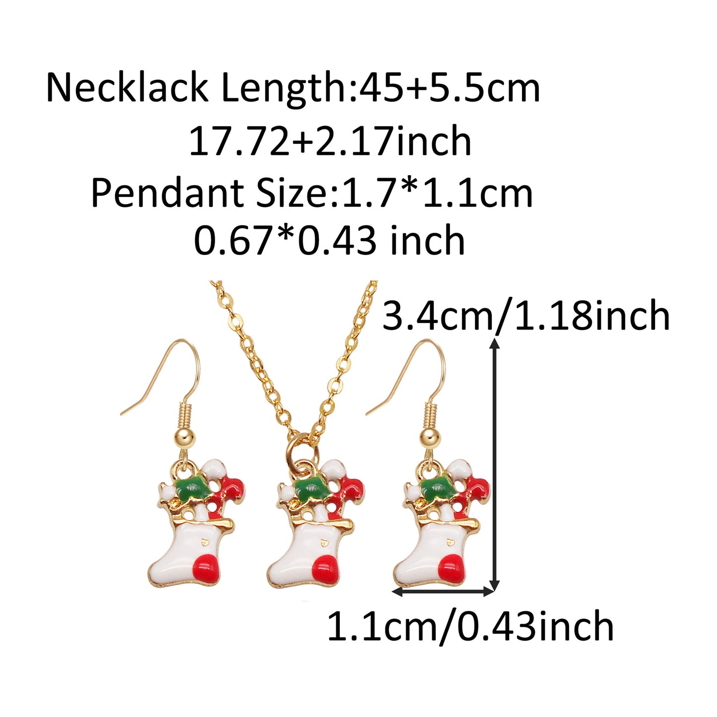 Christmas Theme Jewelry Set - Enamel Alloy Necklace&Earring Elk Snowflake Snowman Moon Gloves Pattern Designed - Delicate Christmas Gifts for Ladies Girls