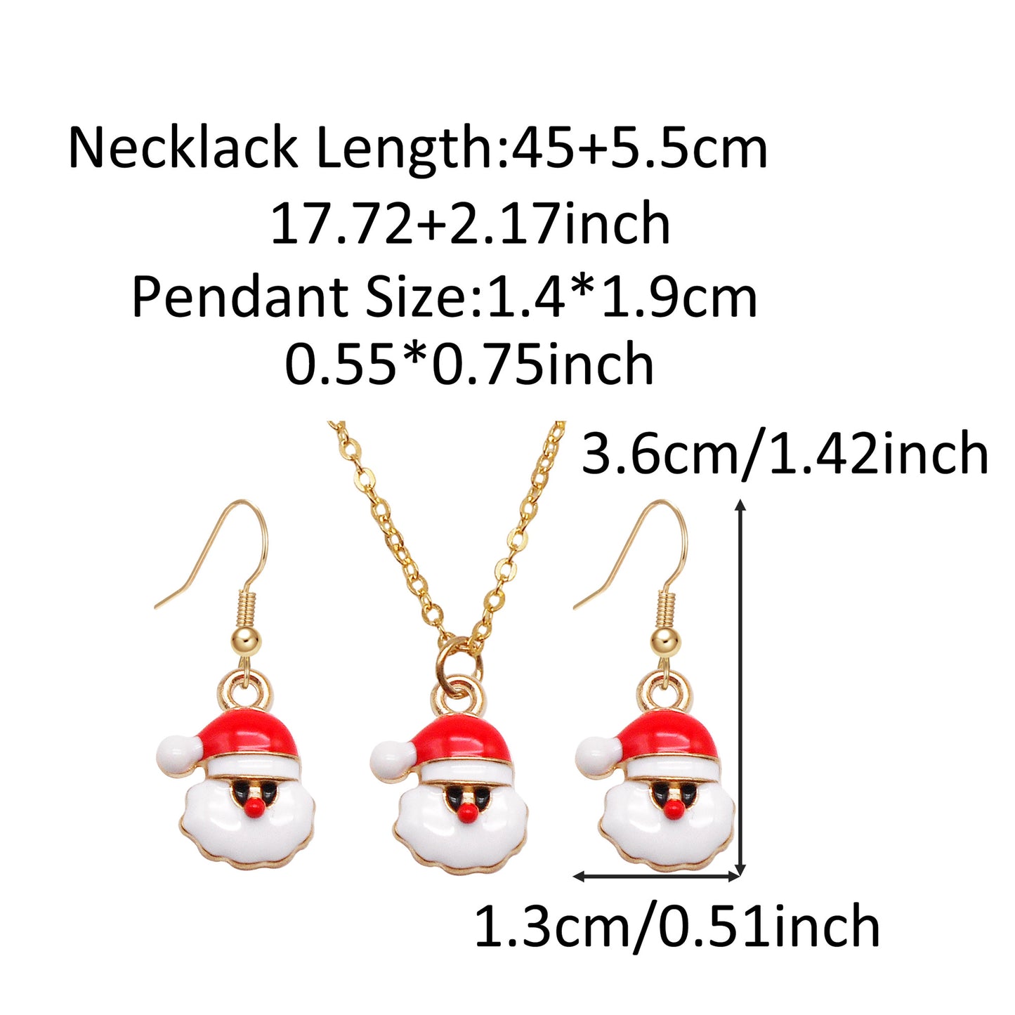 Christmas Theme Jewelry Set - Enamel Alloy Necklace&Earring Elk Snowflake Snowman Moon Gloves Pattern Designed - Delicate Christmas Gifts for Ladies Girls