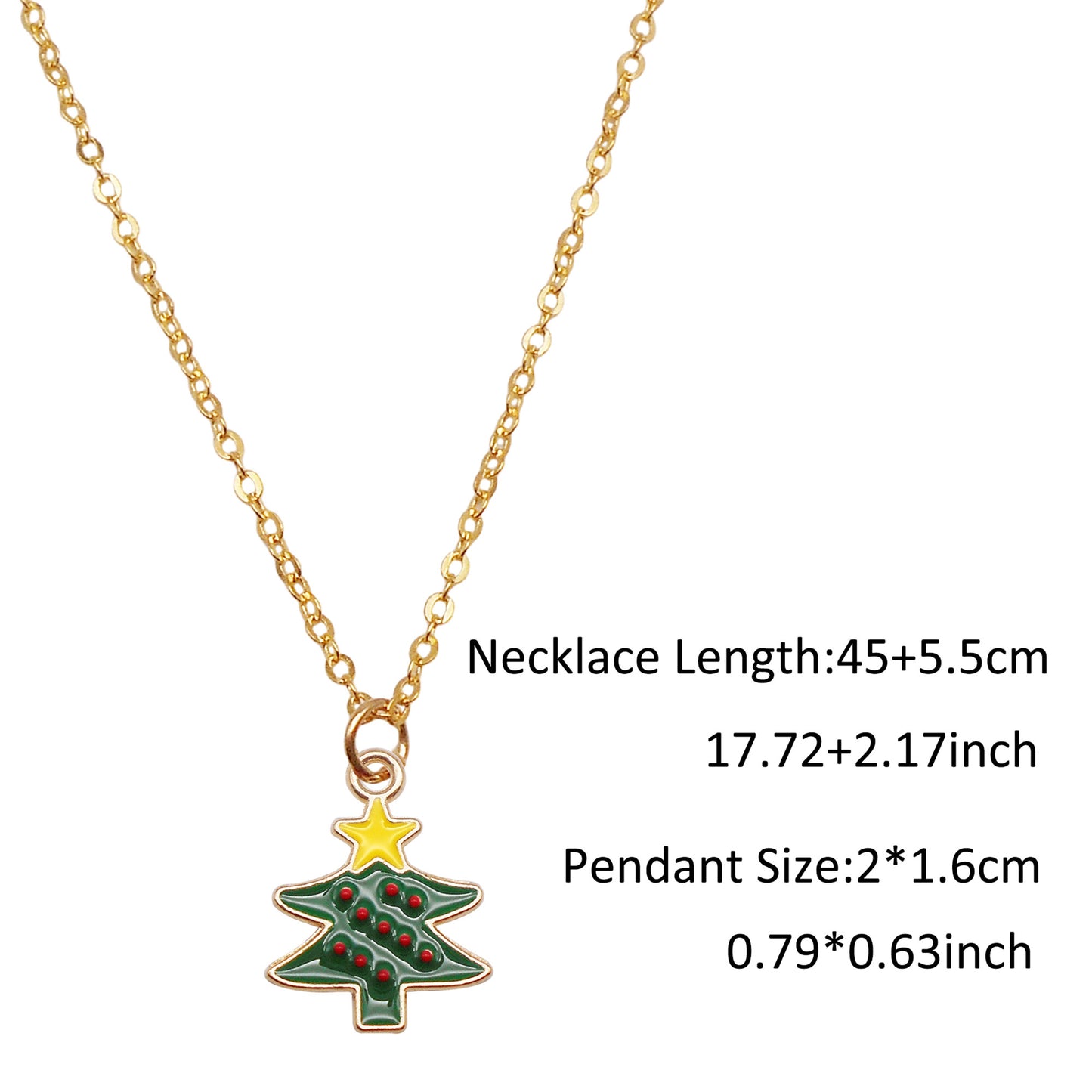 Christmas Theme Jewelry Set - Enamel Alloy Necklace&Earring Elk Snowflake Snowman Moon Gloves Pattern Designed - Delicate Christmas Gifts for Ladies Girls