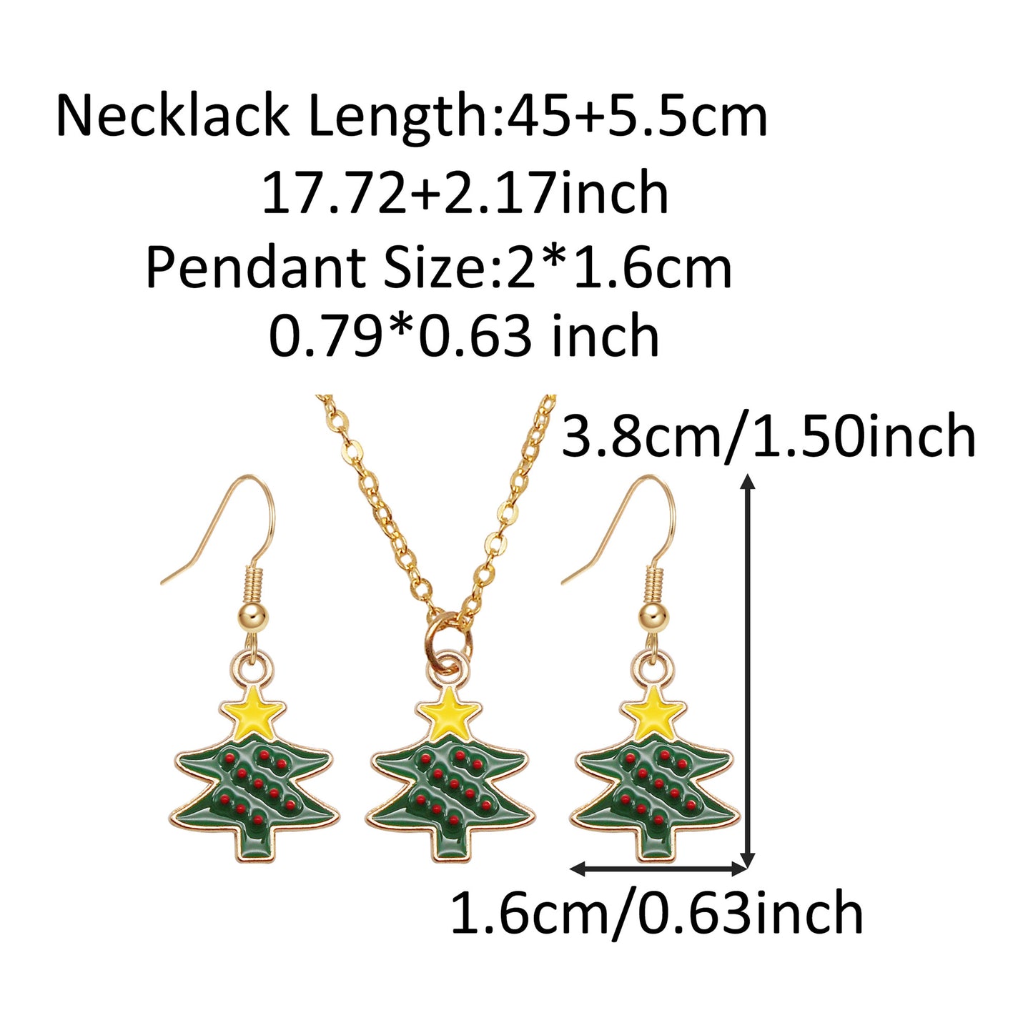 Christmas Theme Jewelry Set - Enamel Alloy Necklace&Earring Elk Snowflake Snowman Moon Gloves Pattern Designed - Delicate Christmas Gifts for Ladies Girls