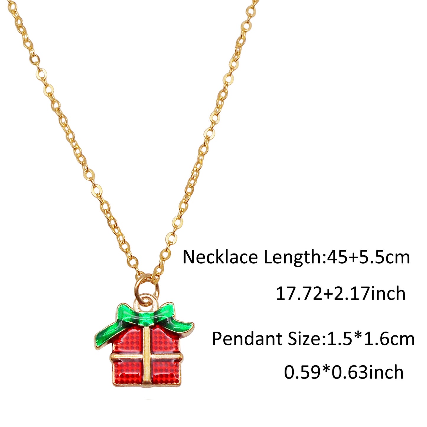 Christmas Theme Jewelry Set - Enamel Alloy Necklace&Earring Elk Snowflake Snowman Moon Gloves Pattern Designed - Delicate Christmas Gifts for Ladies Girls