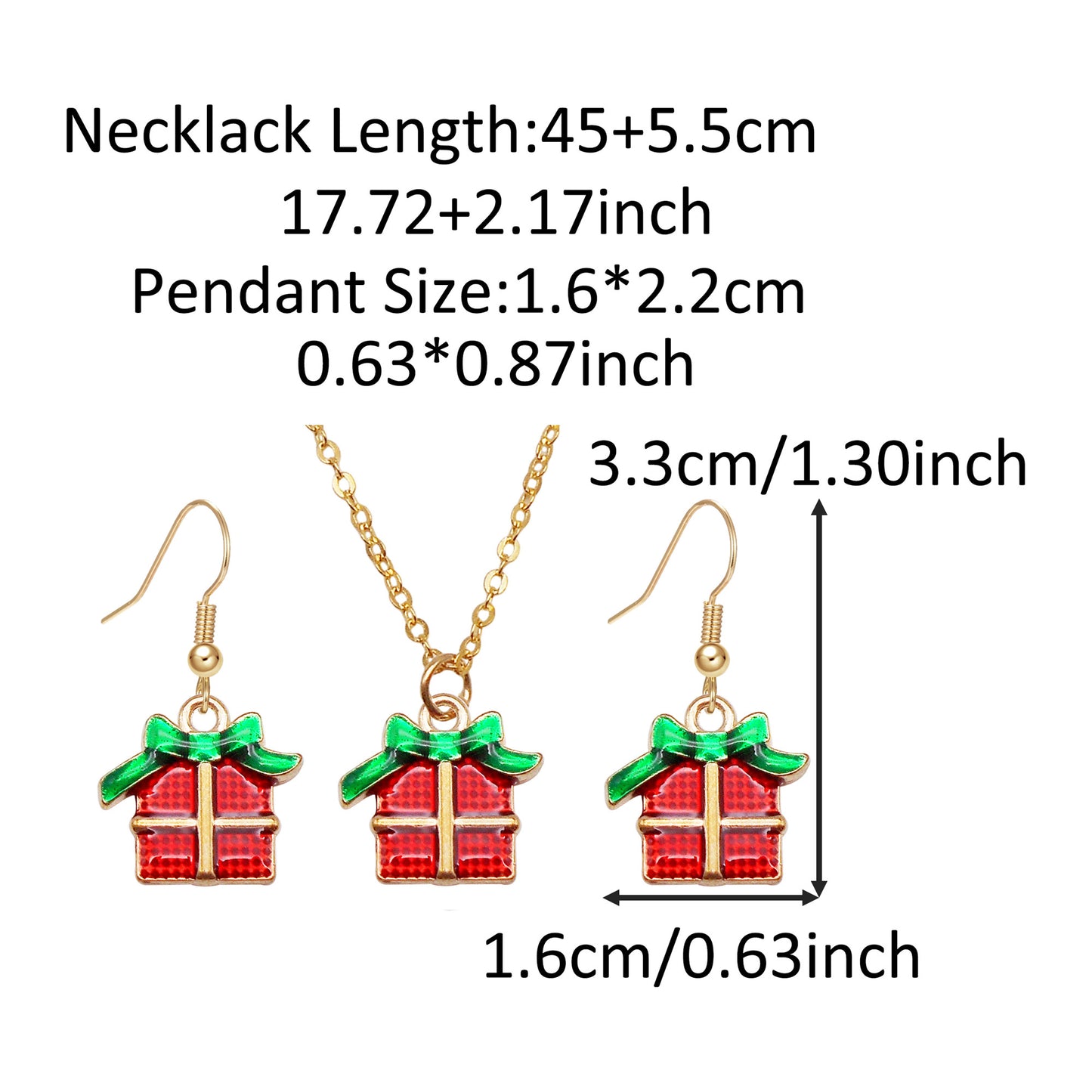 Christmas Theme Jewelry Set - Enamel Alloy Necklace&Earring Elk Snowflake Snowman Moon Gloves Pattern Designed - Delicate Christmas Gifts for Ladies Girls