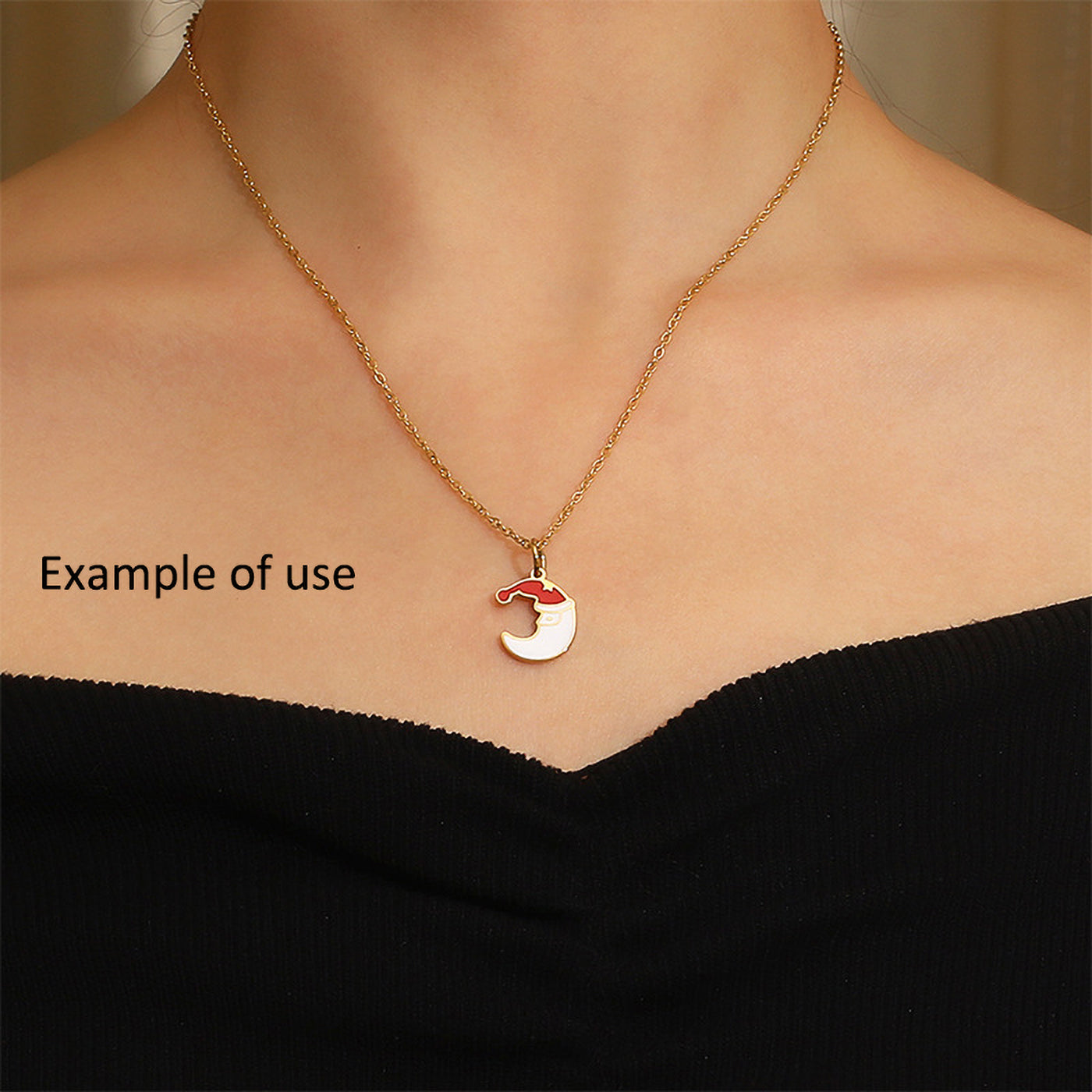 Christmas Theme Jewelry Set - Enamel Alloy Necklace&Earring Elk Snowflake Snowman Moon Gloves Pattern Designed - Delicate Christmas Gifts for Ladies Girls