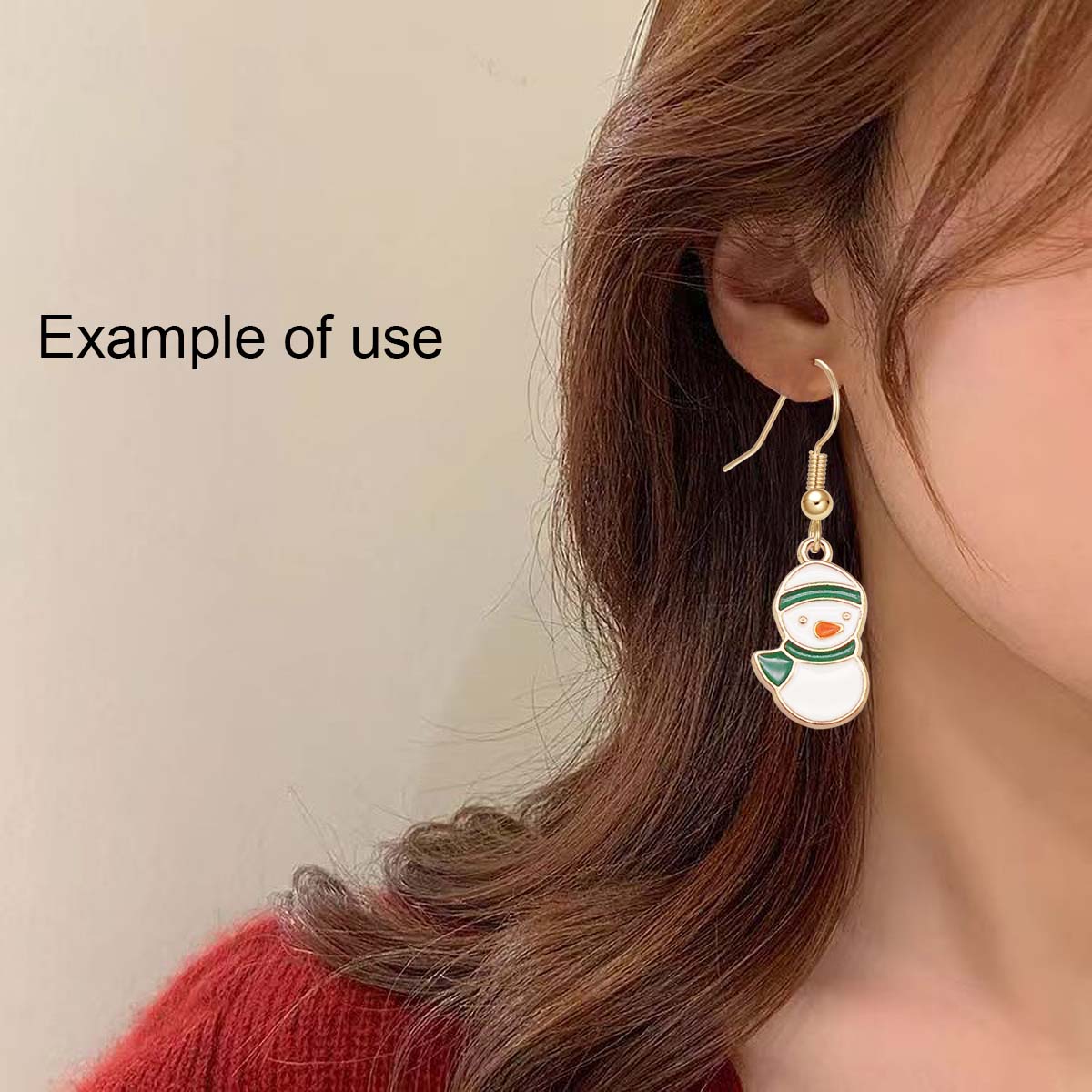1 Pair Golden Base Christmas Collection Earrings Enamel Snowman Elk Snowflake Pattern Hook Earring Women Hypoallergenic Ear Piercing Jewelry