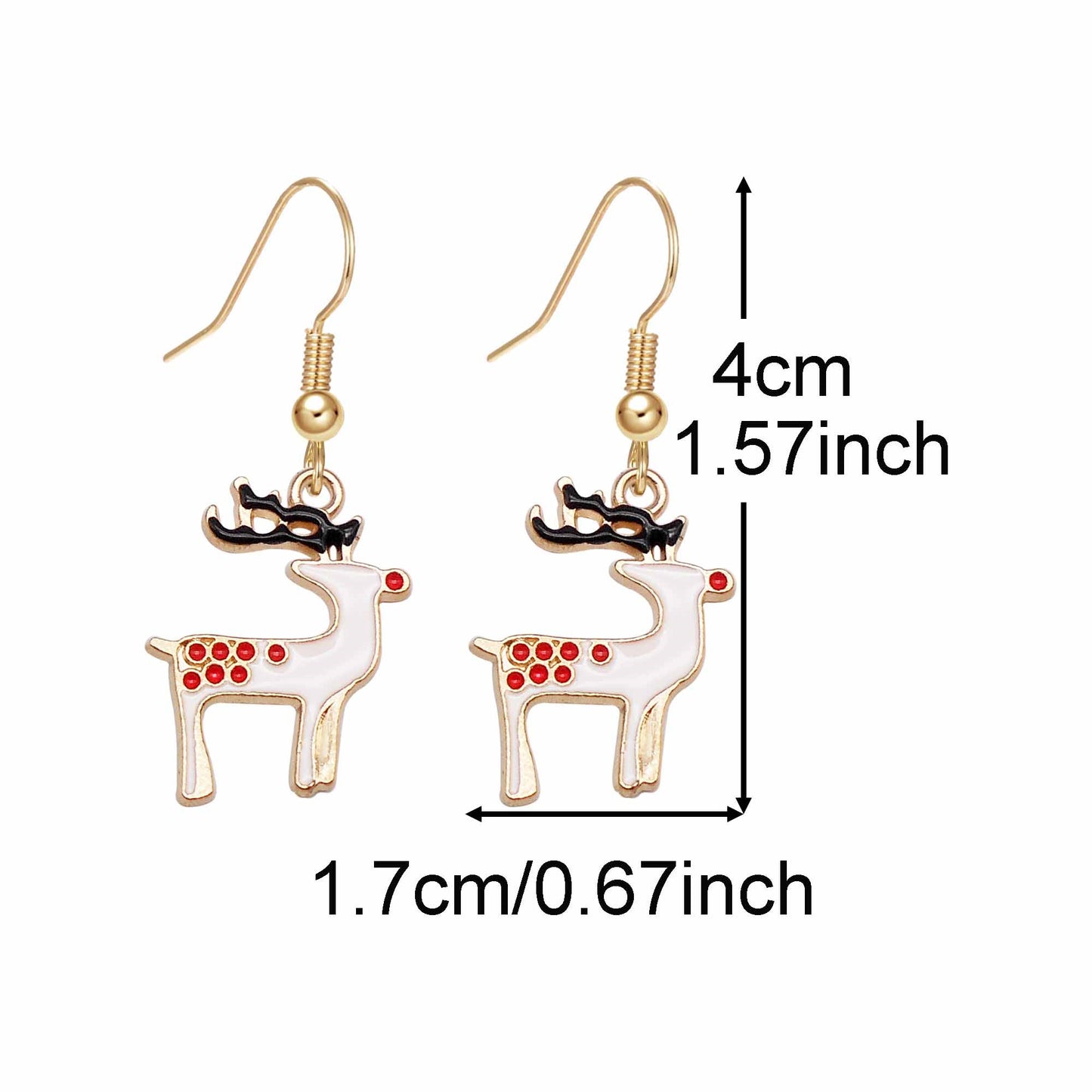 1 Pair Golden Base Christmas Collection Earrings Enamel Snowman Elk Snowflake Pattern Hook Earring Women Hypoallergenic Ear Piercing Jewelry