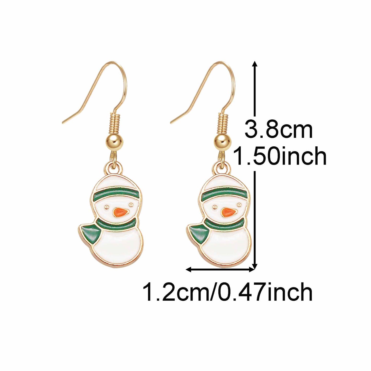 1 Pair Golden Base Christmas Collection Earrings Enamel Snowman Elk Snowflake Pattern Hook Earring Women Hypoallergenic Ear Piercing Jewelry