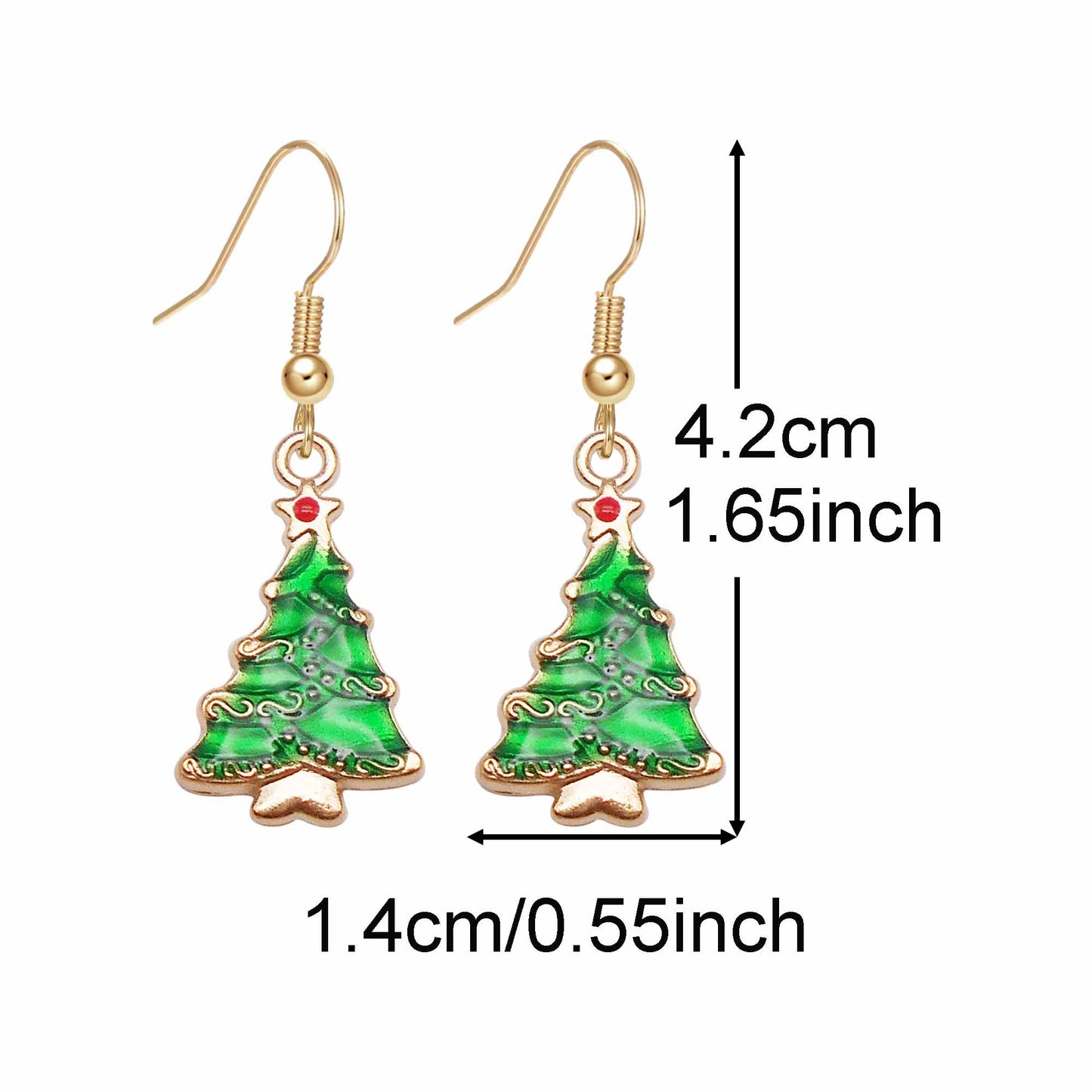 1 Pair Golden Base Christmas Collection Earrings Enamel Snowman Elk Snowflake Pattern Hook Earring Women Hypoallergenic Ear Piercing Jewelry