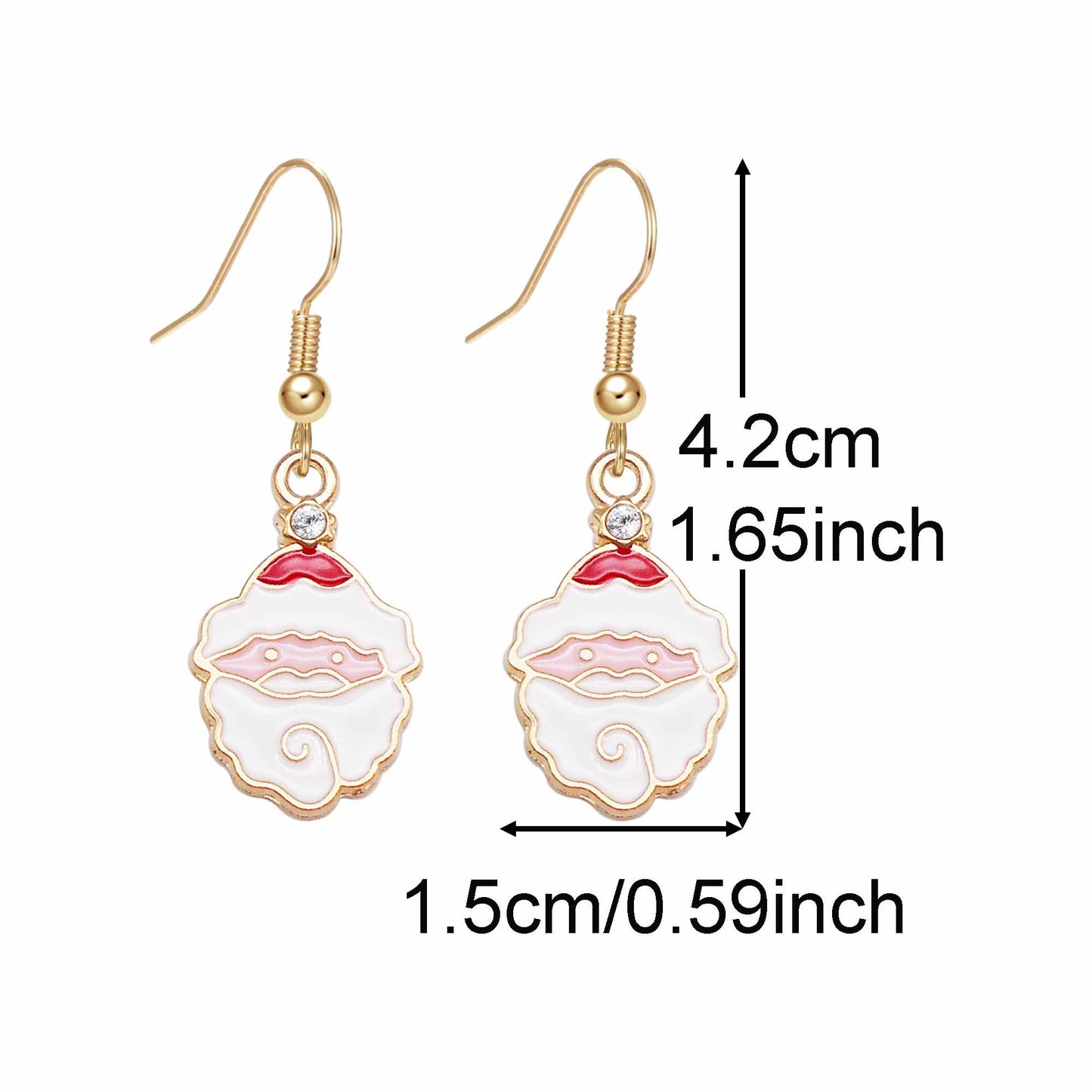 1 Pair Golden Base Christmas Collection Earrings Enamel Snowman Elk Snowflake Pattern Hook Earring Women Hypoallergenic Ear Piercing Jewelry
