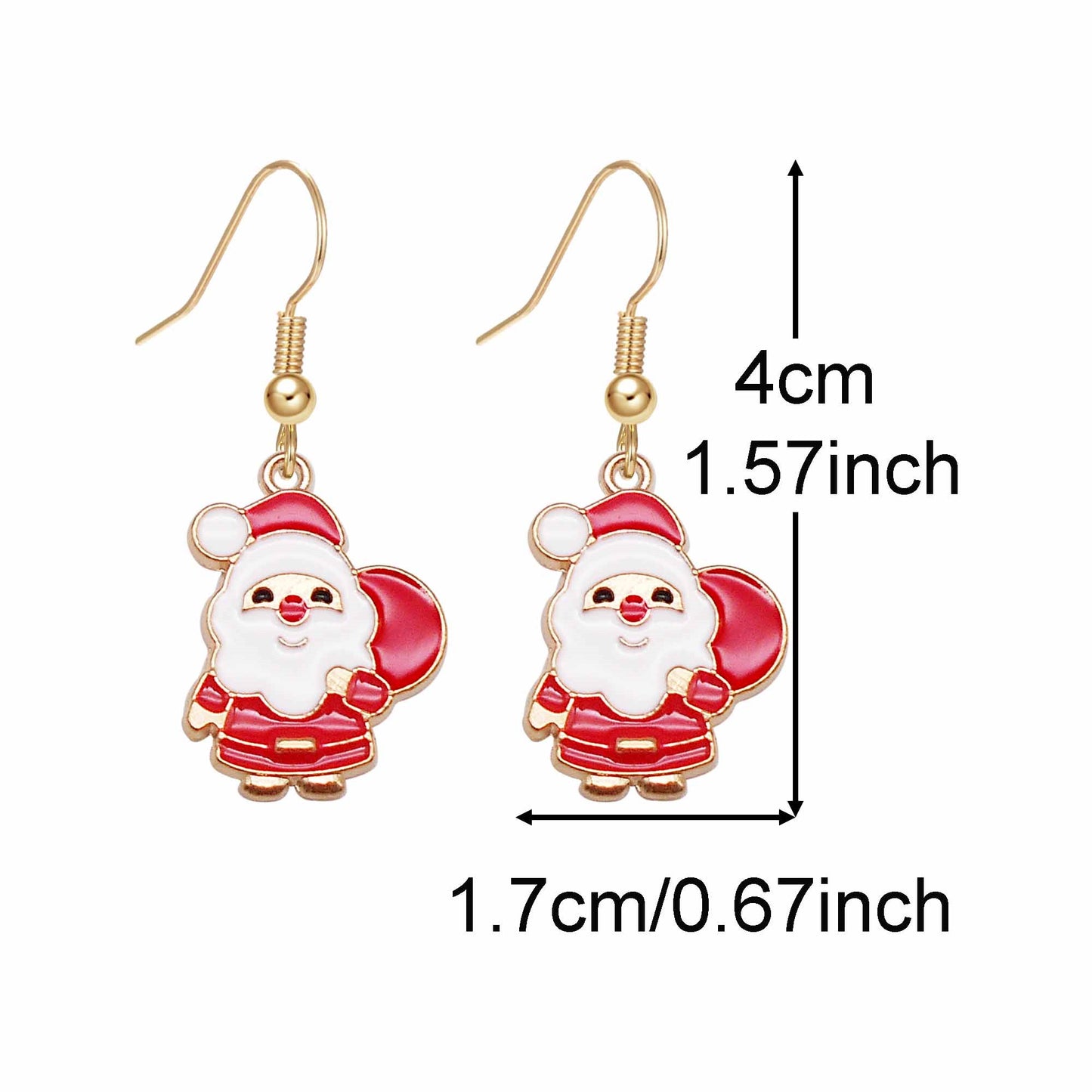 1 Pair Golden Base Christmas Collection Earrings Enamel Snowman Elk Snowflake Pattern Hook Earring Women Hypoallergenic Ear Piercing Jewelry