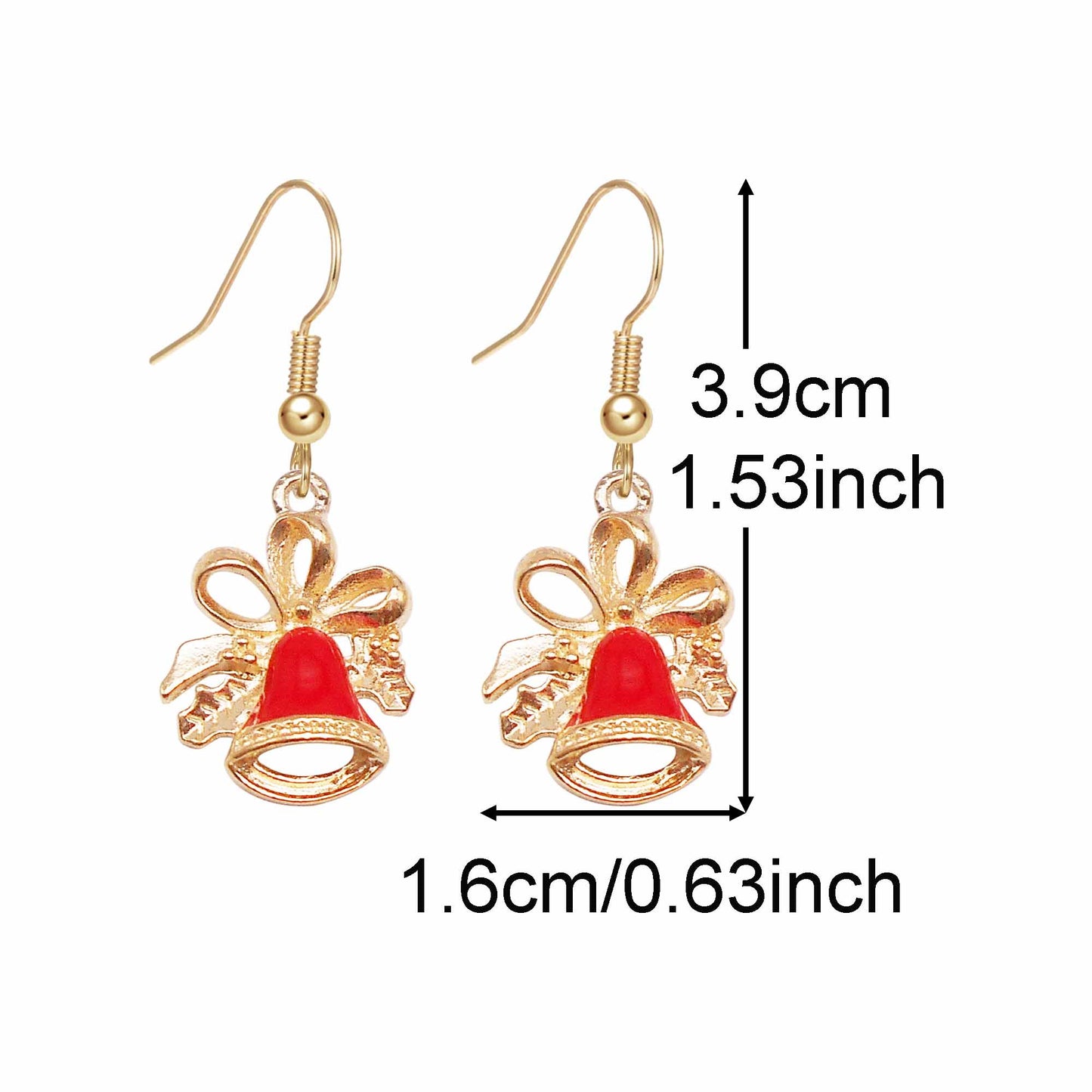 1 Pair Golden Base Christmas Collection Earrings Enamel Snowman Elk Snowflake Pattern Hook Earring Women Hypoallergenic Ear Piercing Jewelry