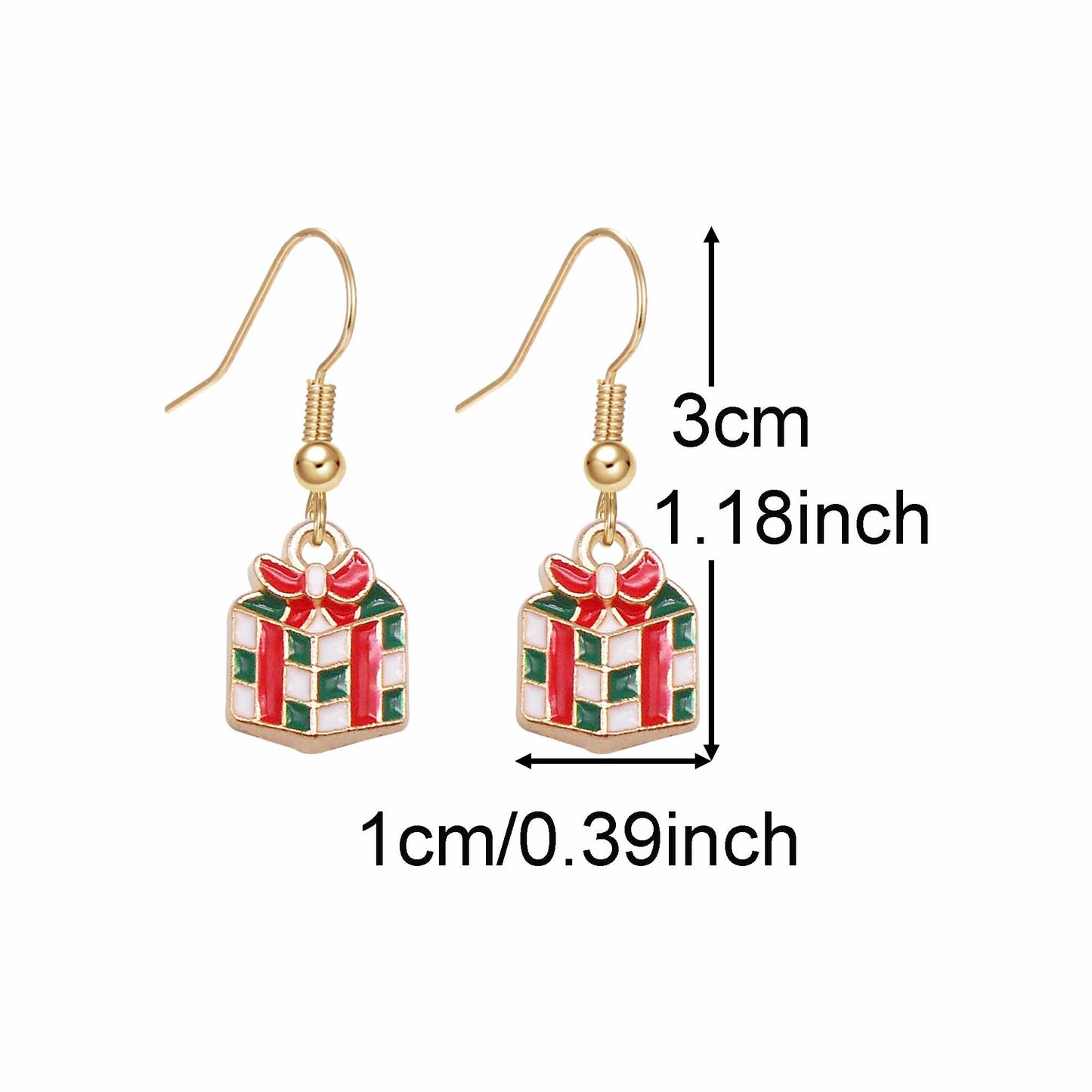 1 Pair Golden Base Christmas Collection Earrings Enamel Snowman Elk Snowflake Pattern Hook Earring Women Hypoallergenic Ear Piercing Jewelry