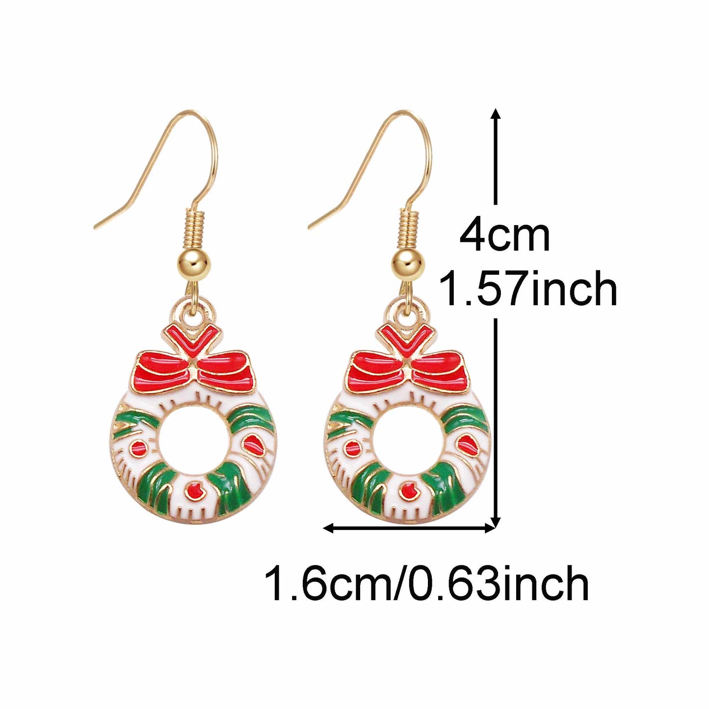 1 Pair Golden Base Christmas Collection Earrings Enamel Snowman Elk Snowflake Pattern Hook Earring Women Hypoallergenic Ear Piercing Jewelry
