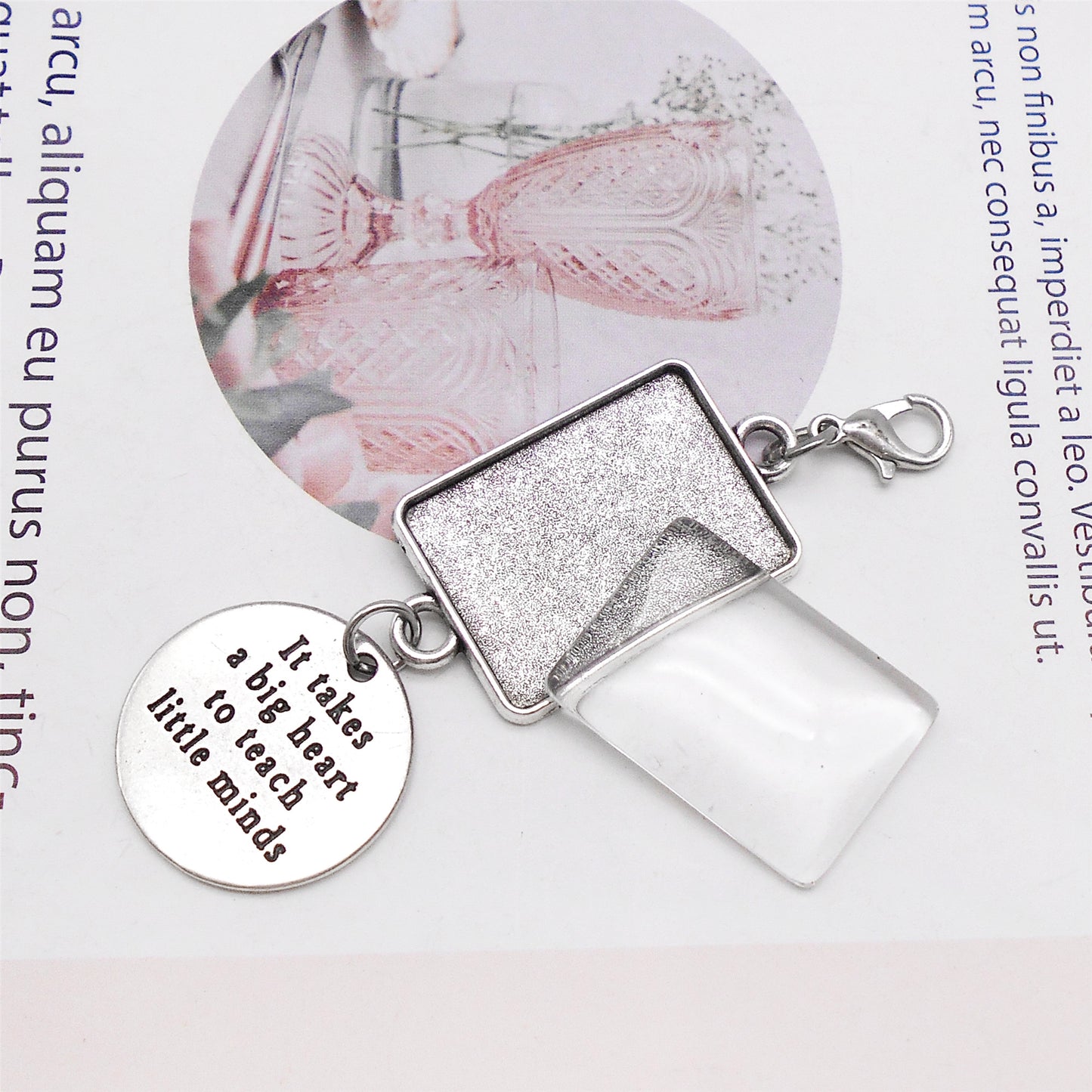 1 Piece 74*22mm Alloy Base Blank Photo Setting Tray Square Bezel Silver Pendant with Glass Cabochons for DIY Jewelry Making Bachelor's Cap Decpr