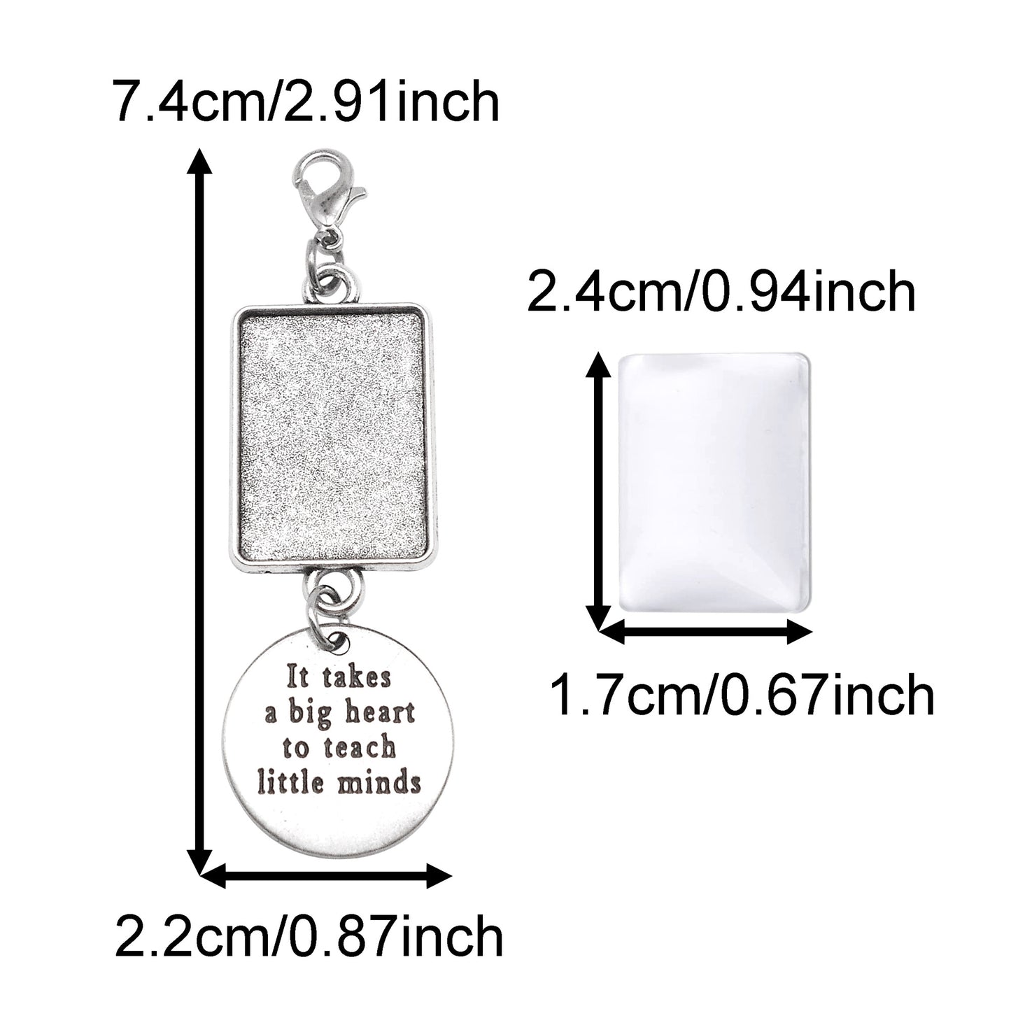 1 Piece 74*22mm Alloy Base Blank Photo Setting Tray Square Bezel Silver Pendant with Glass Cabochons for DIY Jewelry Making Bachelor's Cap Decpr