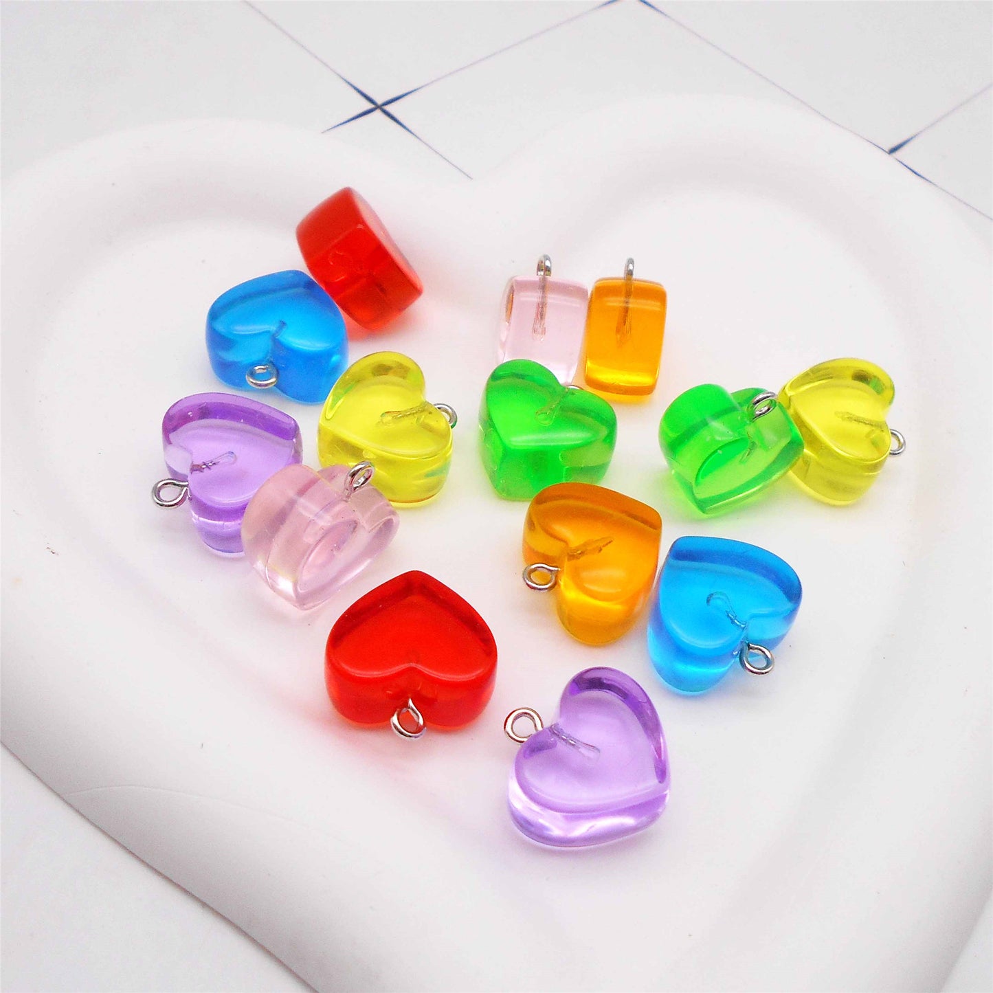 10PCS 17*17mm Transparent Resin Heart Pendant Charms for Necklace Bracelet Earring Accessories DIY Crafts Supplies Keychain Dangle Making