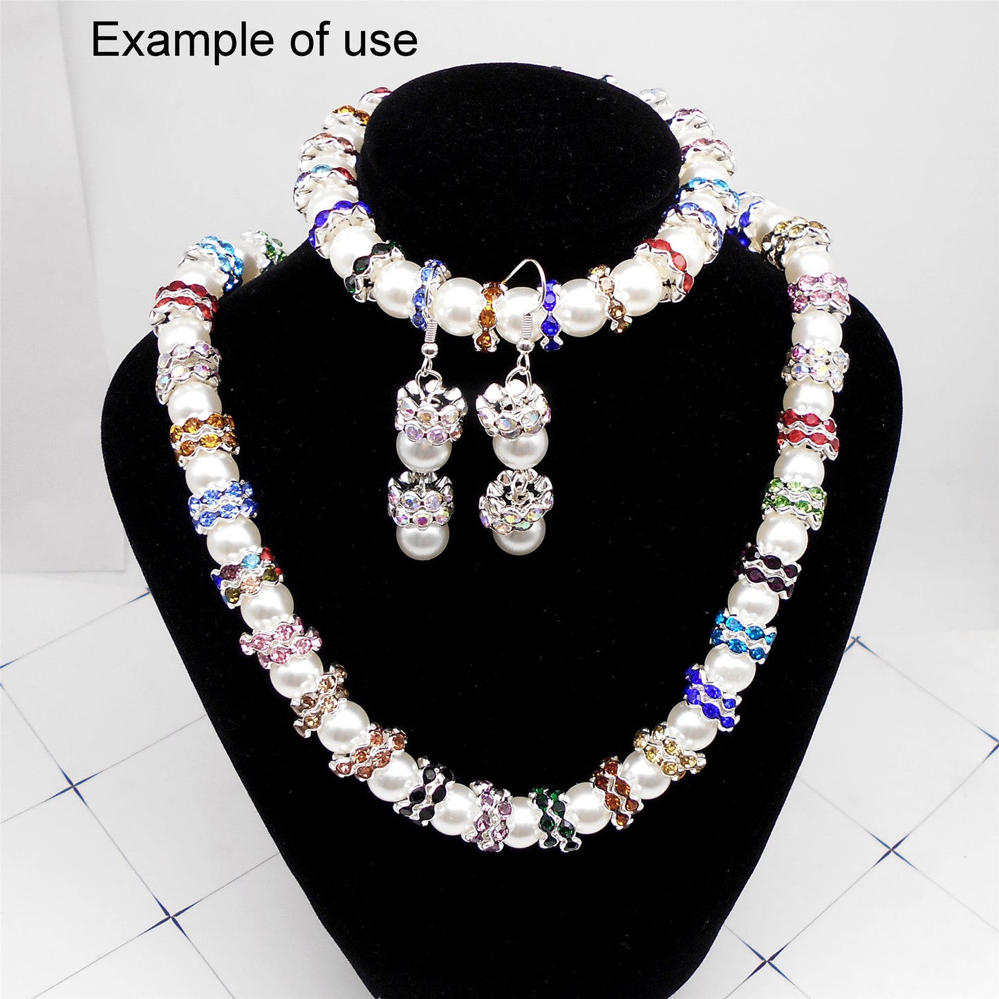 10Pcs 12mm Round Wheel Shaped Resin Beads Wave Edge Spacer Beads with Crystal Rhinestones for Jewelry Necklace Bracelet Earring Supplies Crafts Decor Key Chain Dangle Accessories