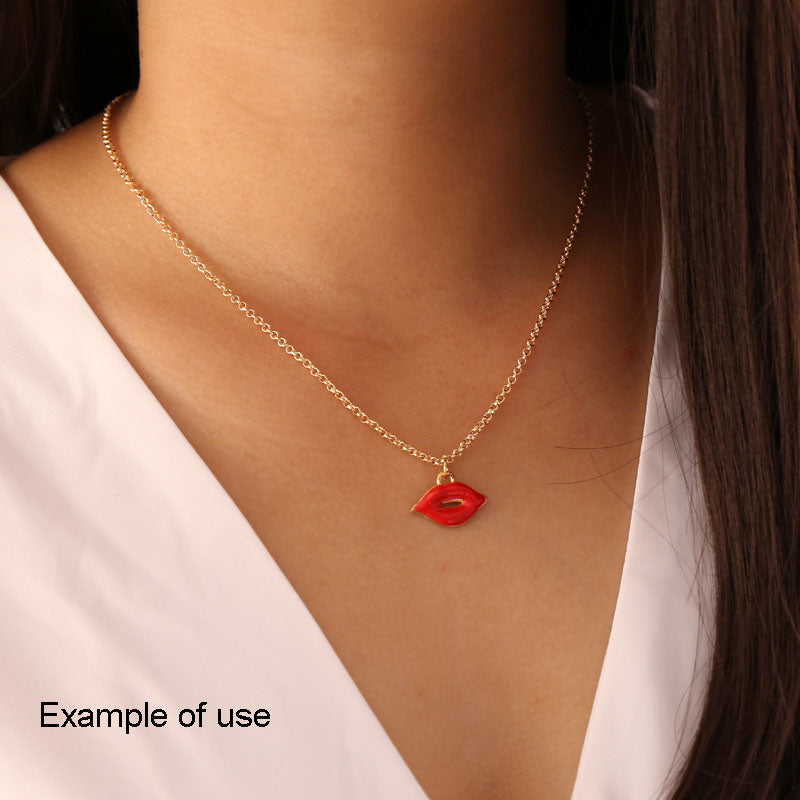 10Pcs Valentine Heart Red Lip Rose Charms Alloy Enamel Pendants for Couple Jewelry Accessories Crafts Decor Key Ring Dangle Supplies