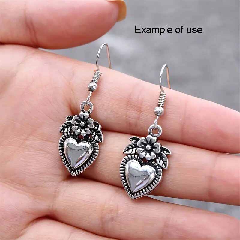 19Pcs Valentine Love Heart Pendant Charms Alloy for Jewelry Making Findings Necklace Bracelet Earring Decoration Crafts Supplies Key Chain Dangle Accessories