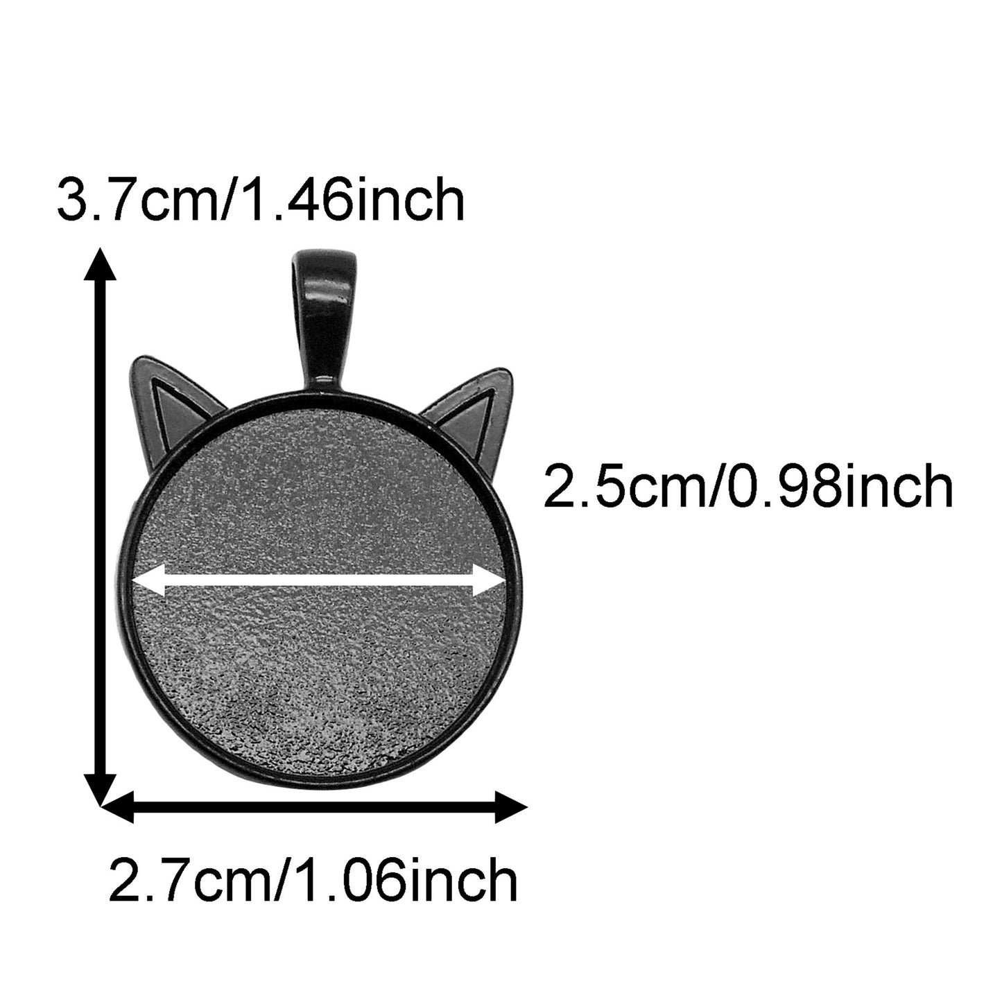 5PCS 37*27mm Alloy Blank Base Gems Cabochons Setting Tray Inner 25mm Round Bezel Pendants Cat Head Charms for DIY Jewelry Making