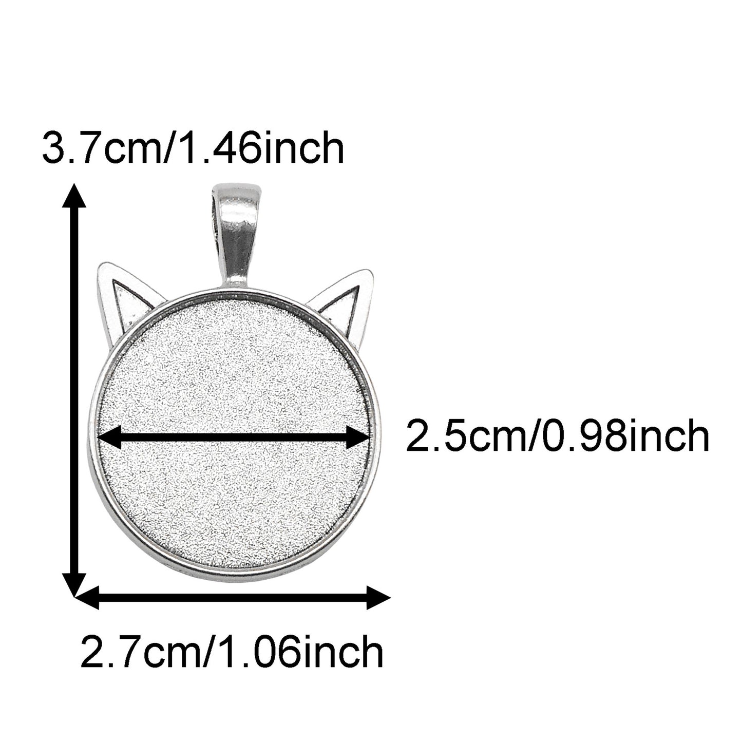 5PCS 37*27mm Alloy Blank Base Gems Cabochons Setting Tray Inner 25mm Round Bezel Pendants Cat Head Charms for DIY Jewelry Making