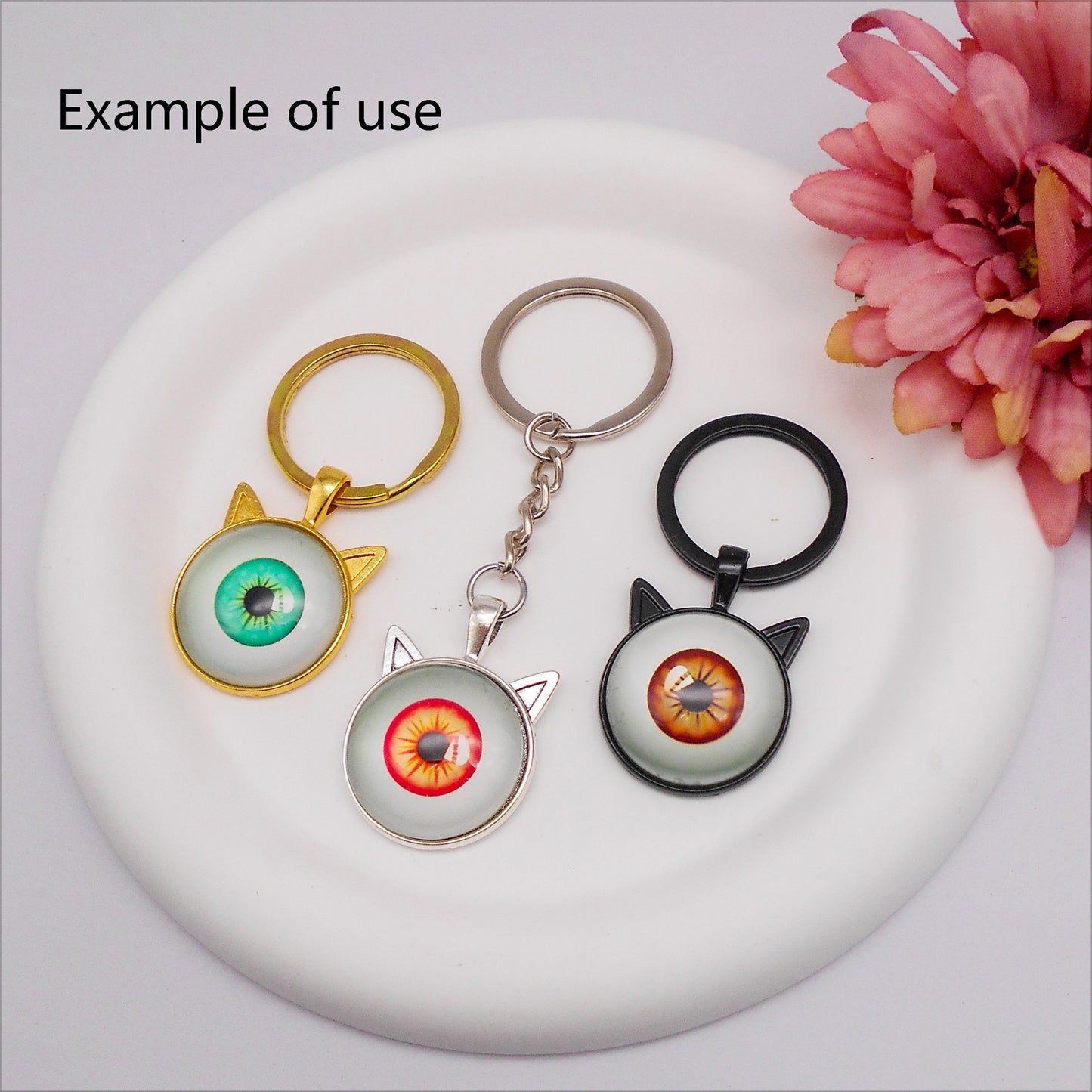 5PCS 37*27mm Alloy Blank Base Gems Cabochons Setting Tray Inner 25mm Round Bezel Pendants Cat Head Charms for DIY Jewelry Making