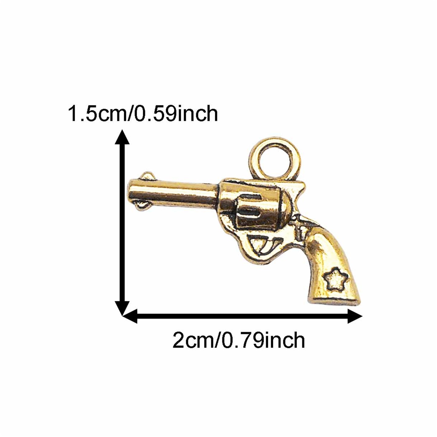 12PCS Antique Gold & Silver Western Cowboy Gun Charms Revolver Shaped Alloy Pendants for Jewelry Necklace Bracelet Earring Making DIY Crafts Decoration