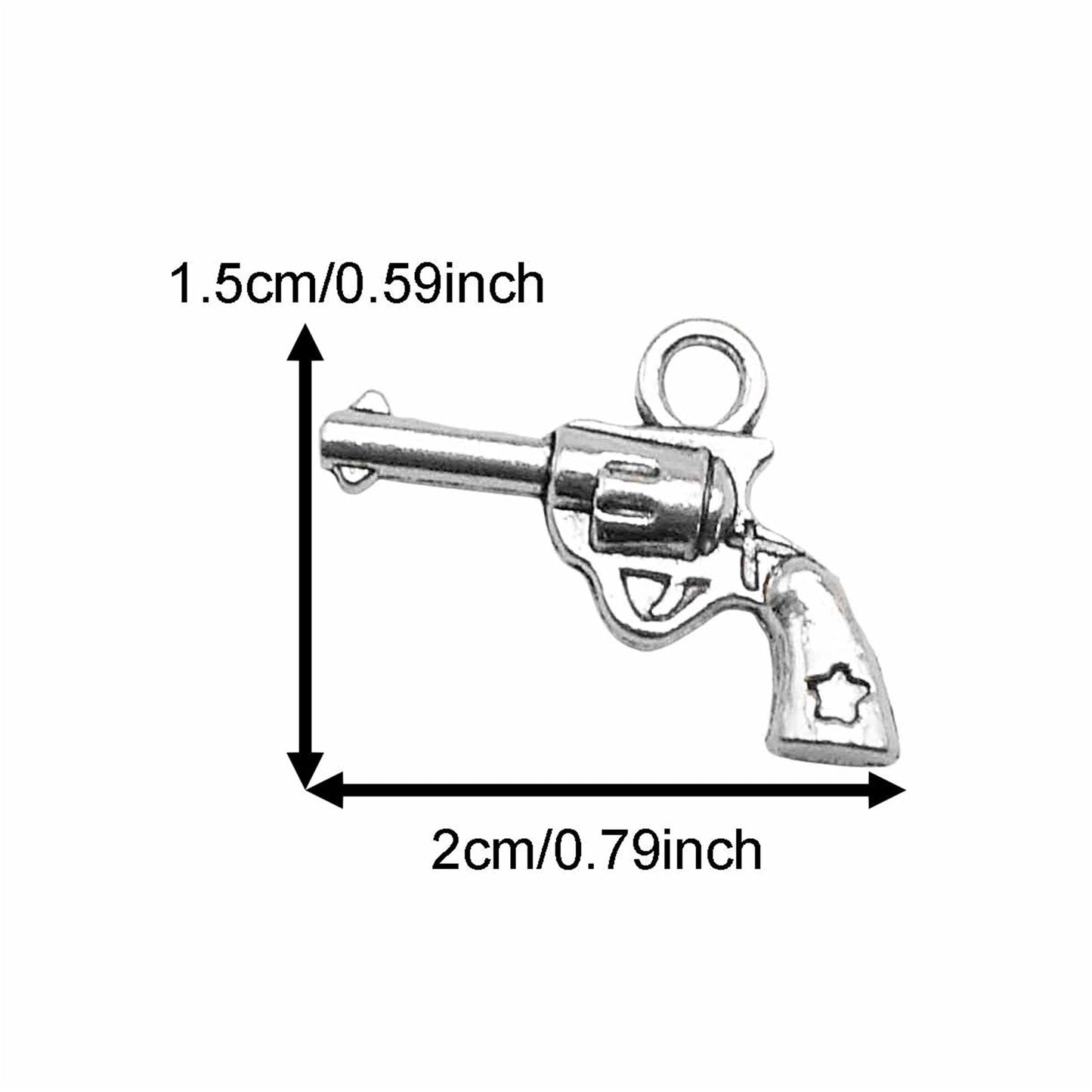 12PCS Antique Gold & Silver Western Cowboy Gun Charms Revolver Shaped Alloy Pendants for Jewelry Necklace Bracelet Earring Making DIY Crafts Decoration