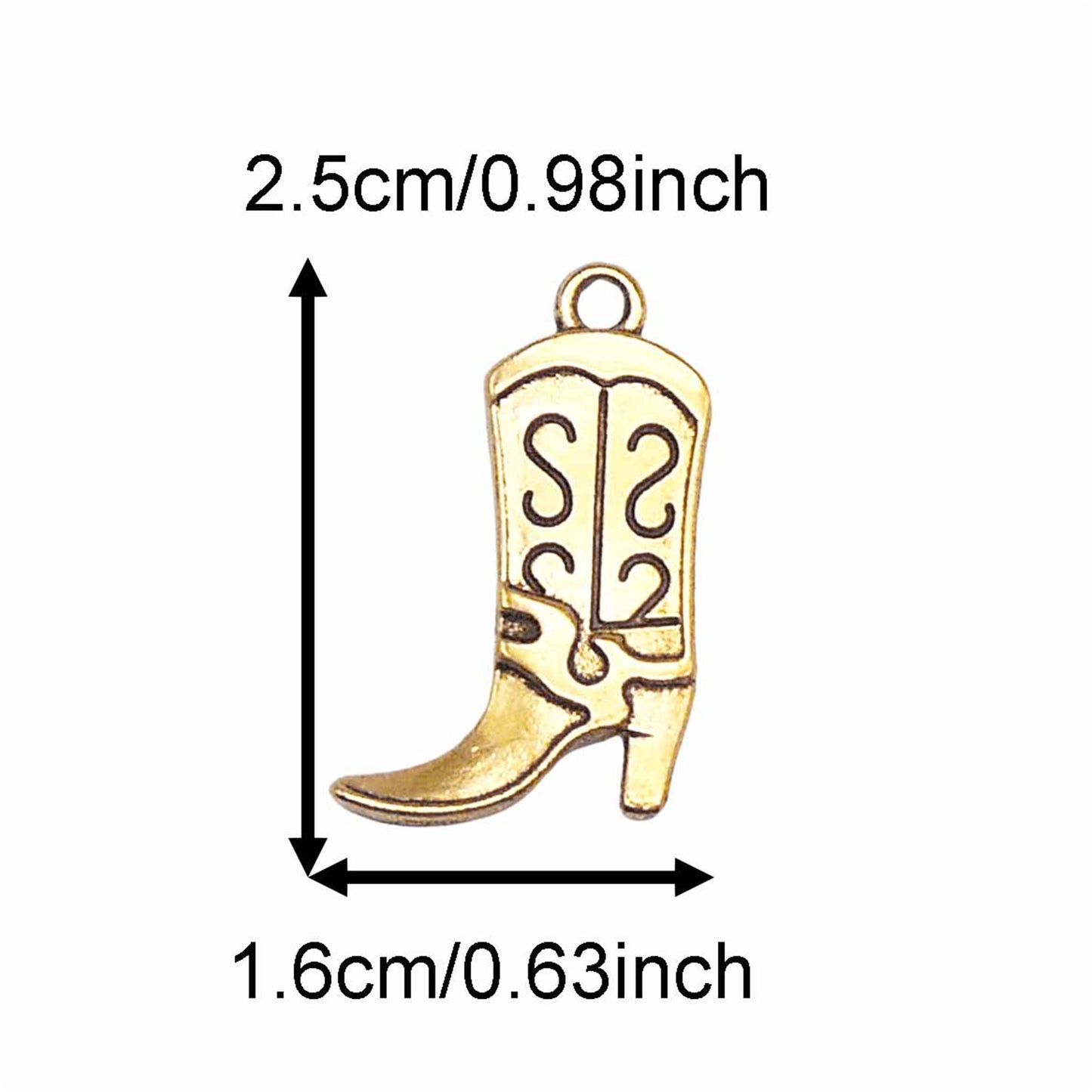 12Pcs 25*16mm Alloy Western Cowboy Boots Pendant Charms Retro Gold & Silver Jewelry Findings for Earring Bracelet Necklace Making, Keychain Decor, DIY Crafts Supplies