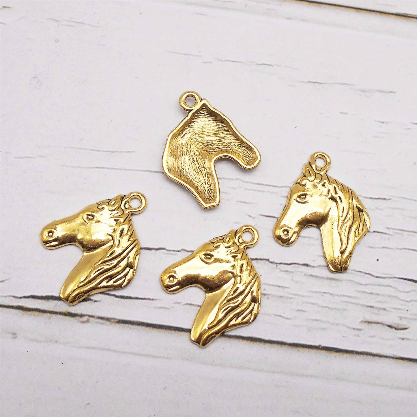 12PCS 29*23mm Metal Alloy Horse Head Pendant Charms Retro Gold Jewelry Findings for Necklace Earring Bracelet Making, DIY Crafts Keyring Decoration