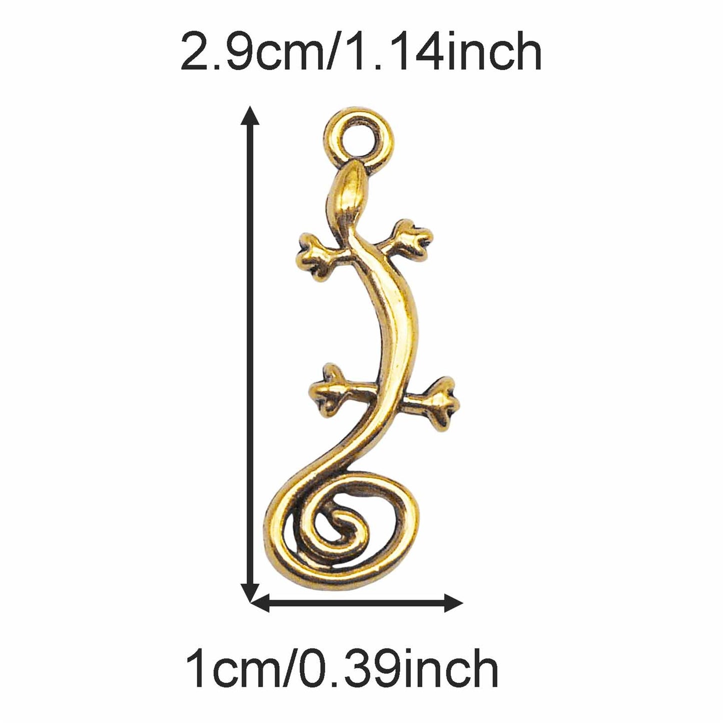 12pcs 29x10mm Metal Alloy Desert Lizard Charms Antique Gold Animal Pendants DIY Jewelry Accessories for Necklace Bracelet Earring Making, Crafts Decoration