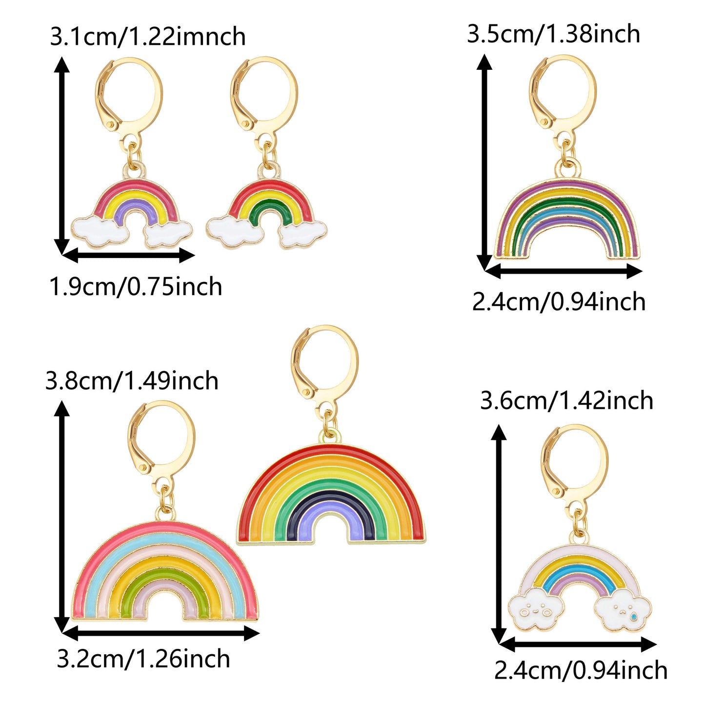 6PCS Alloy Cloud Rainbow Charms with Clasp Enamel Pendants DIY Jewelry Accessories Shoes Bags Purses Hair Decoration Keyring Dangle Yarn Marking Tools