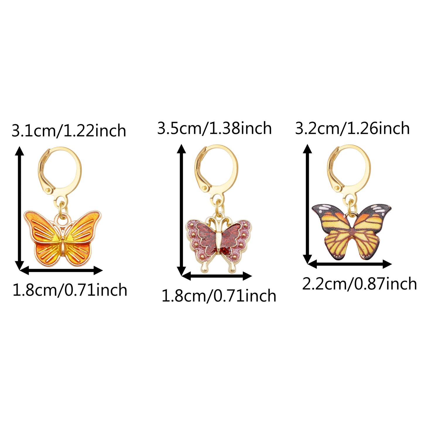 12PCS Enamel Alloy Butterfly Pendant w/ Clasp Colorful Shoe Charms Ladies Hair Bag Purse Hanging Decoration Keychain Dangle