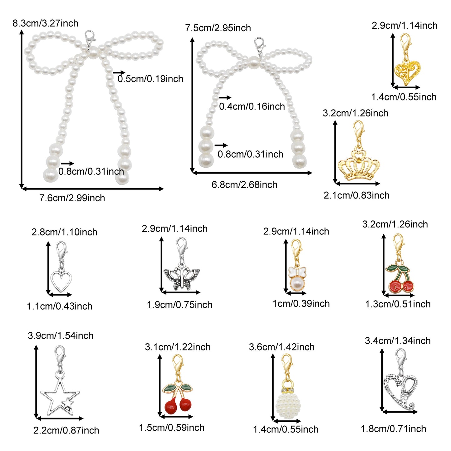 24pcs Shoe Charms for Sneakers Shoelace Charms Pearl Bow Shoe accessories Decorations Clips Shoe Jewelry for Sneakers Shoe Charms